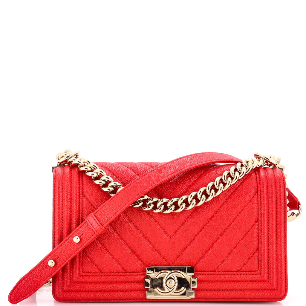 Boy Flap Bag Chevron Caviar Old Medium