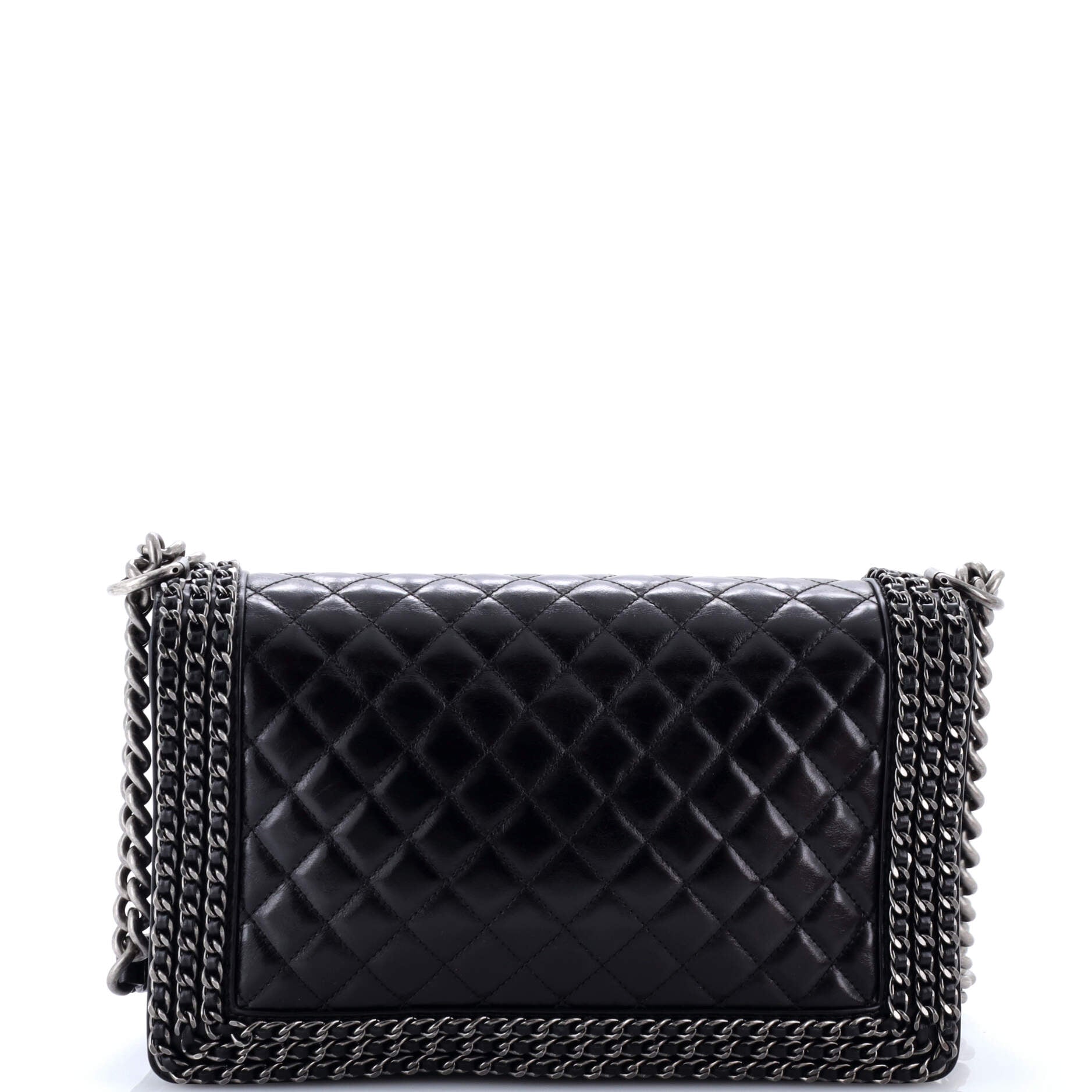 Chained Boy Flap Bag Quilted Glazed Calfskin New Medium