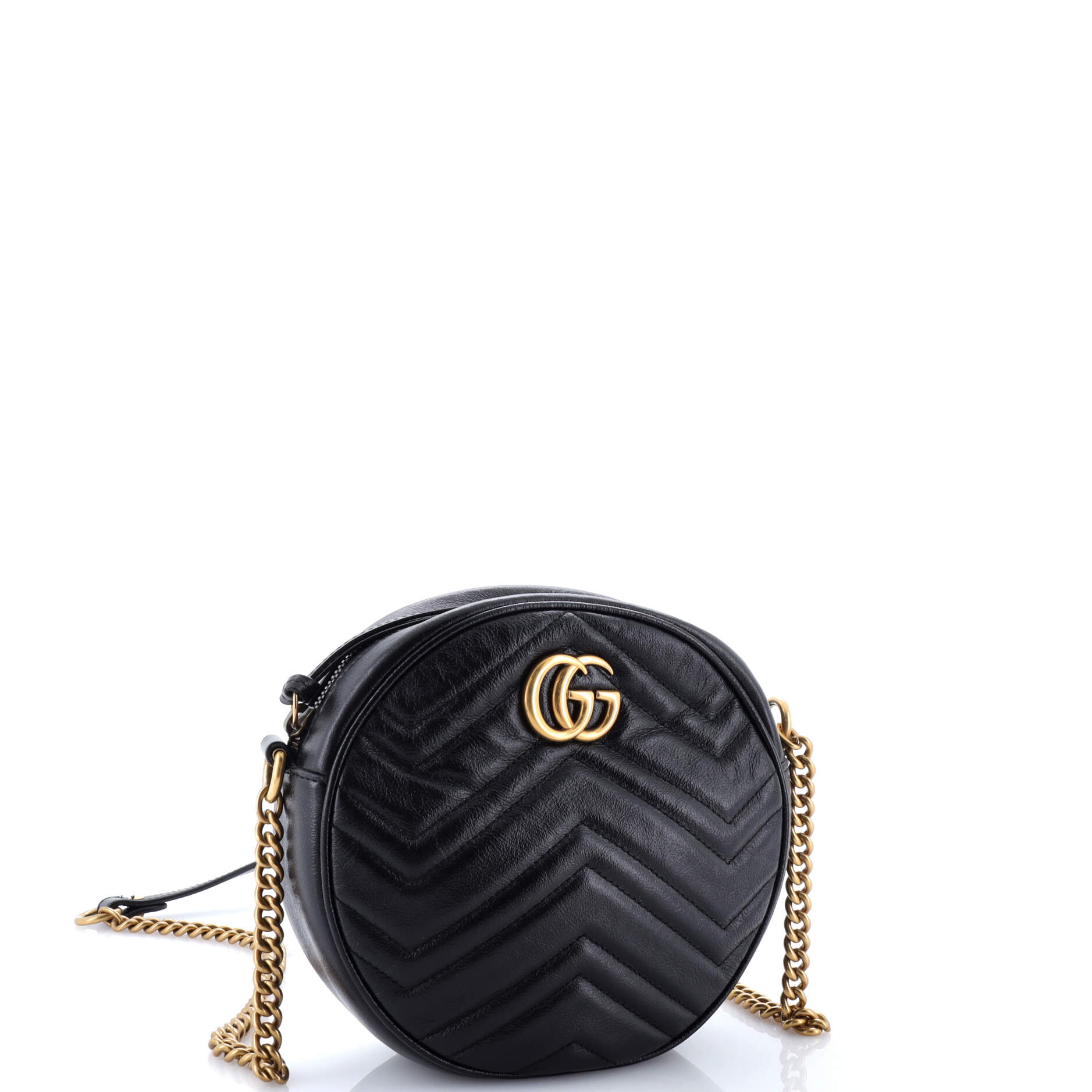 GG Marmont Round Shoulder Bag Matelasse Leather Mini
