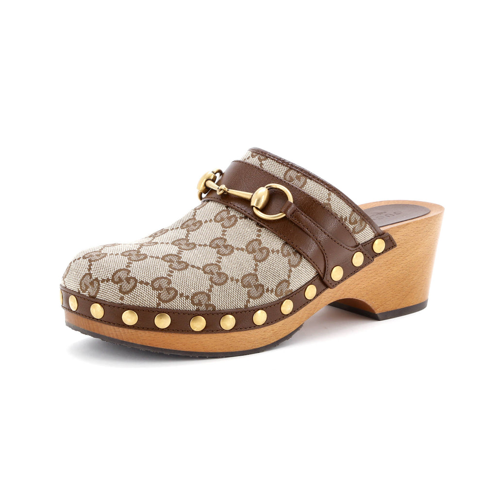 Women's Stann Horsebit Clogs GG Canvas with Leather