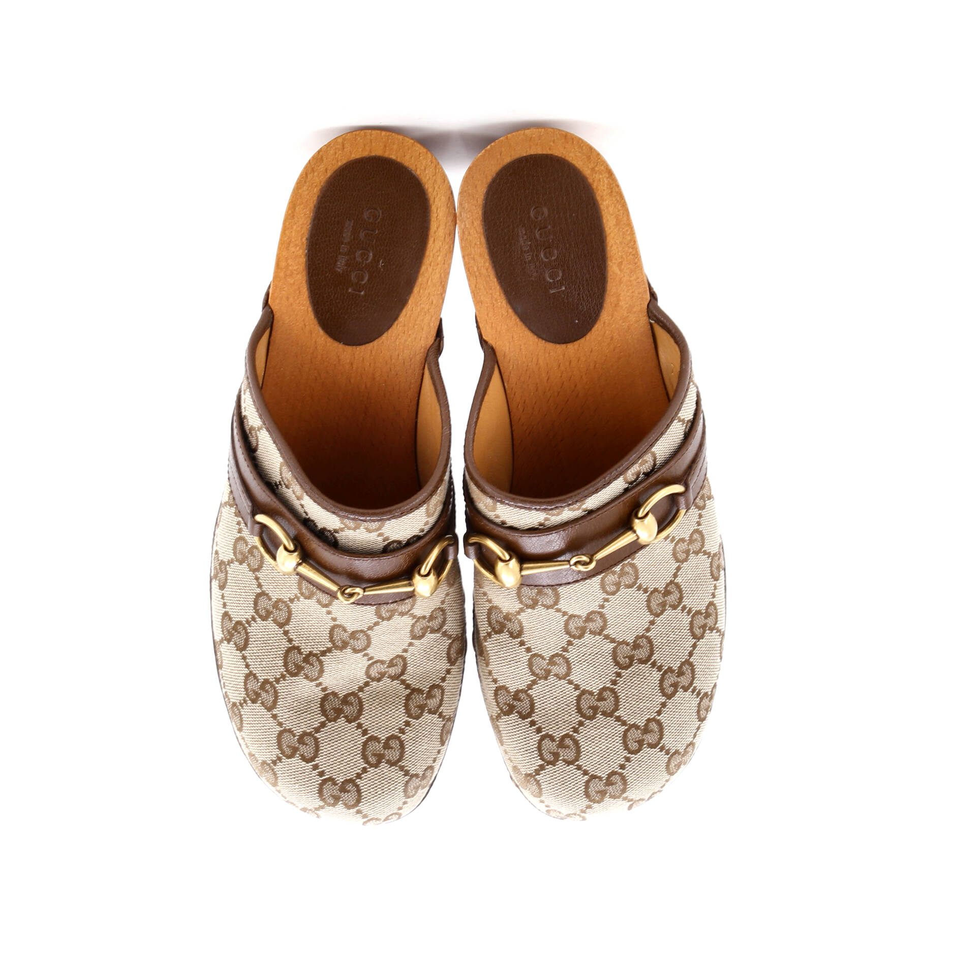 Women's Stann Horsebit Clogs GG Canvas with Leather