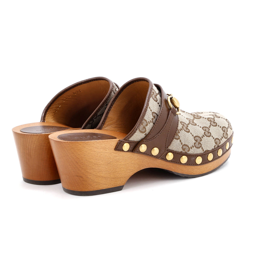 Women's Stann Horsebit Clogs GG Canvas with Leather