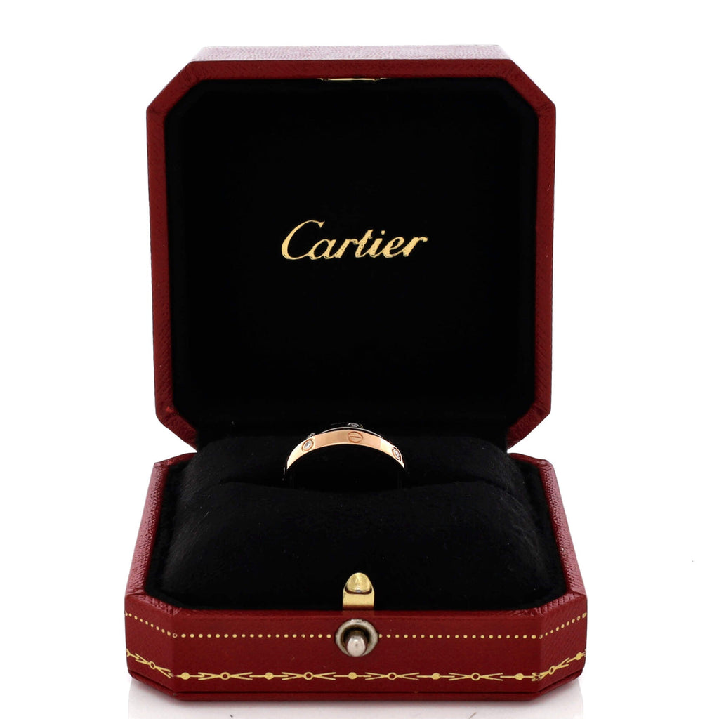 Love 6 Diamonds Double Ring 18K Rose Gold and 18K White Gold with Diamonds