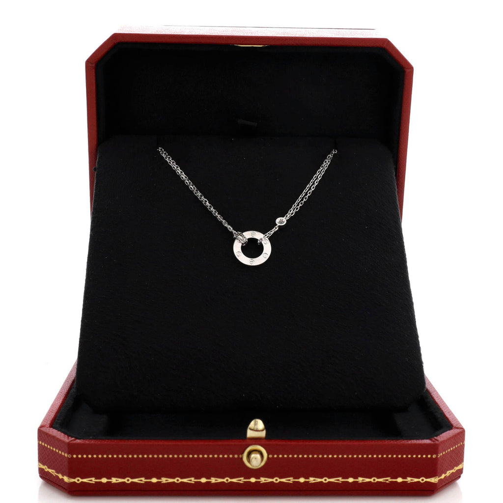 2 Diamonds Love Pendant Necklace 18K White Gold with Diamonds