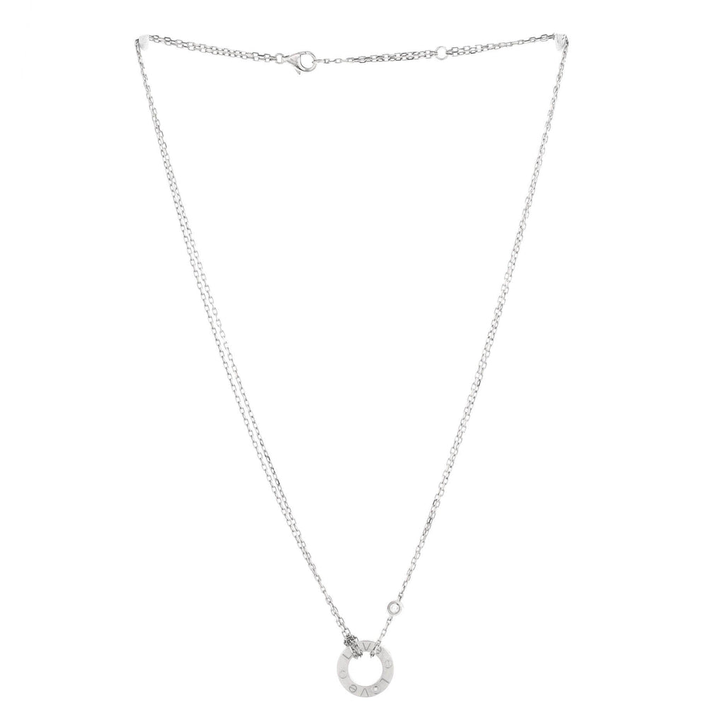 2 Diamonds Love Pendant Necklace 18K White Gold with Diamonds