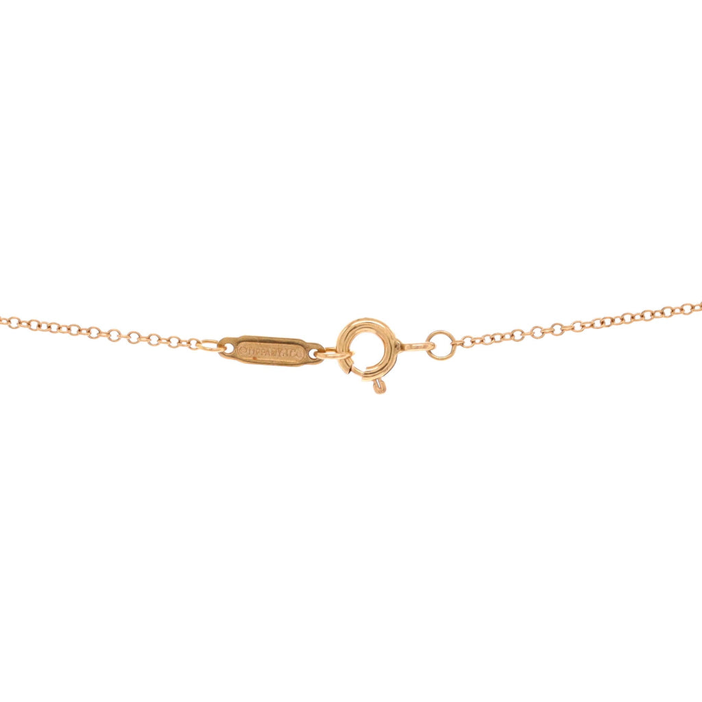 Open Heart Key Pendant Necklace 18K Rose Gold with Pave Diamonds Small