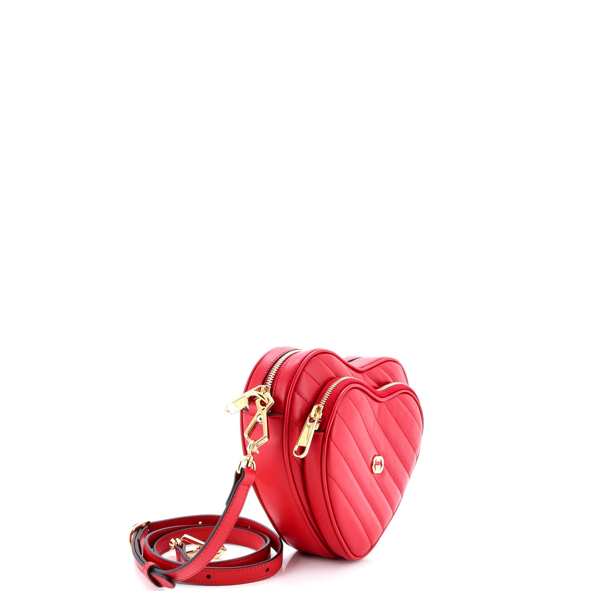 Interlocking G Heart Shoulder Bag Diagonal Quilted Leather Mini