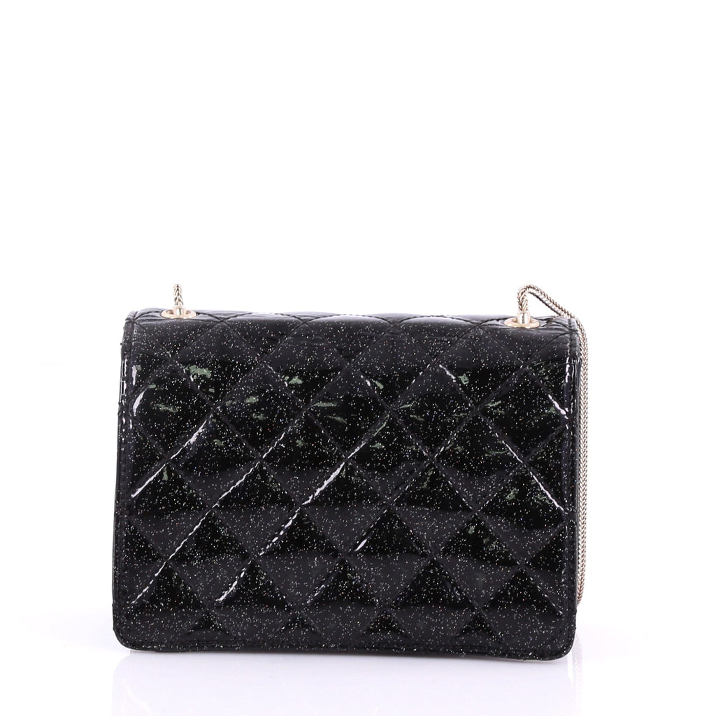 Mademoiselle Lock Evening Flap Bag Quilted Glitter Patent Mini