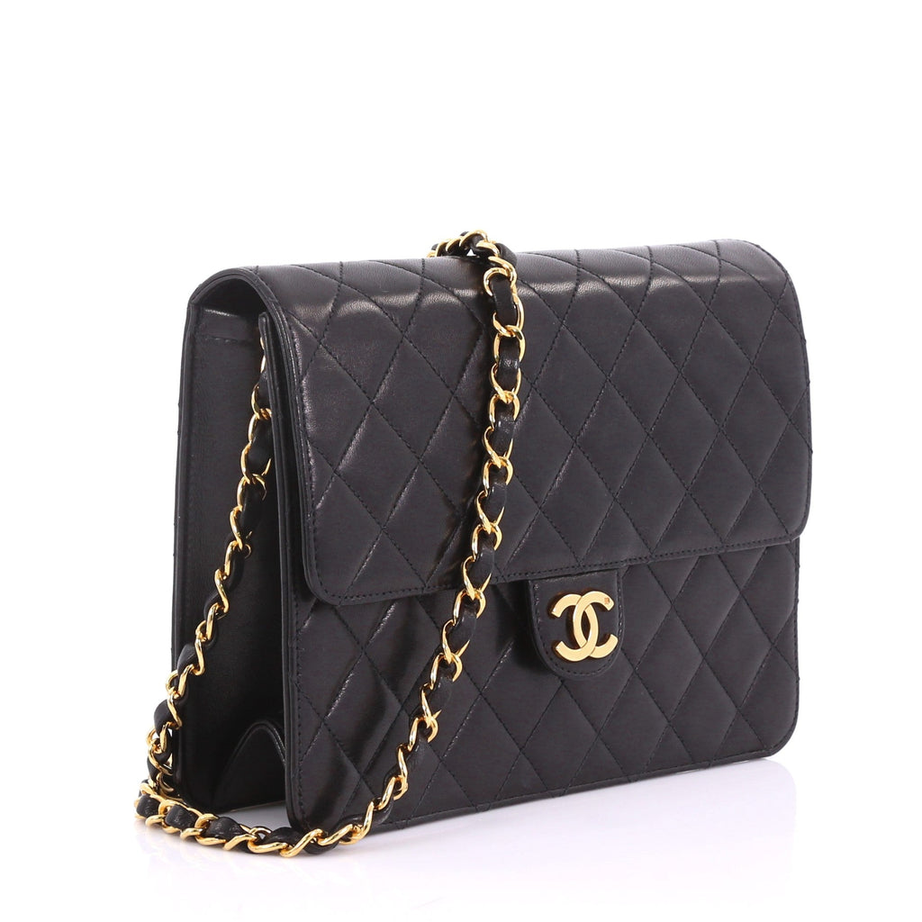 Vintage Clutch with Chain Quilted Leather Small