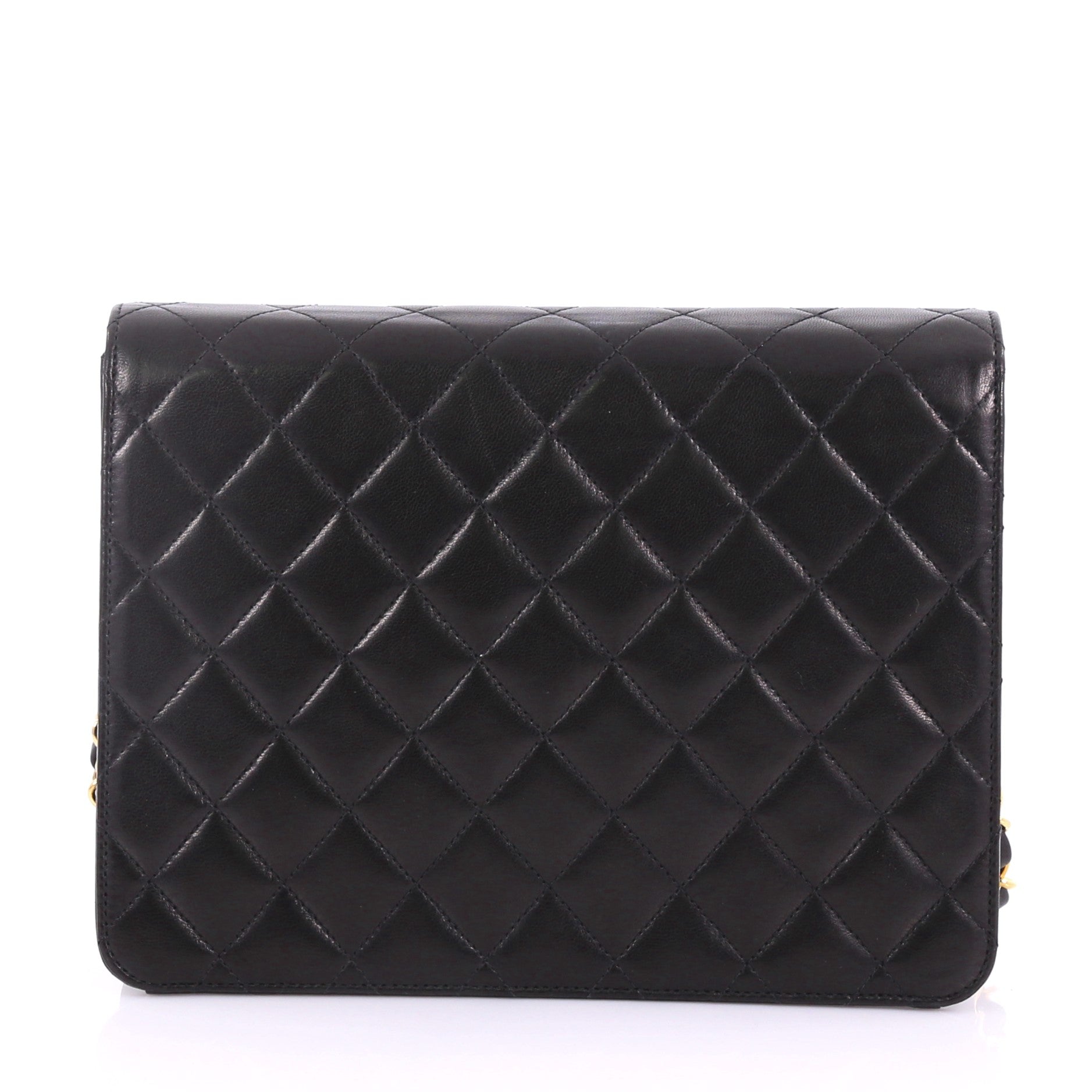 Vintage Clutch with Chain Quilted Leather Small