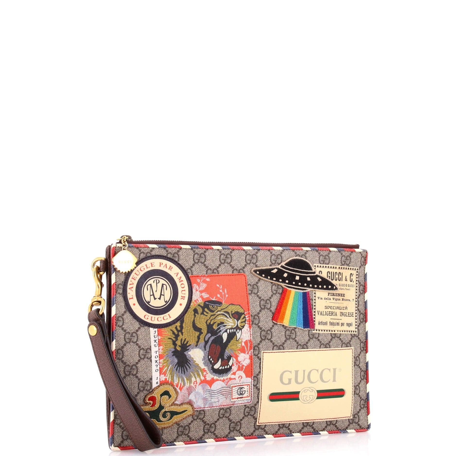 Courrier Pouch GG Coated Canvas with Applique