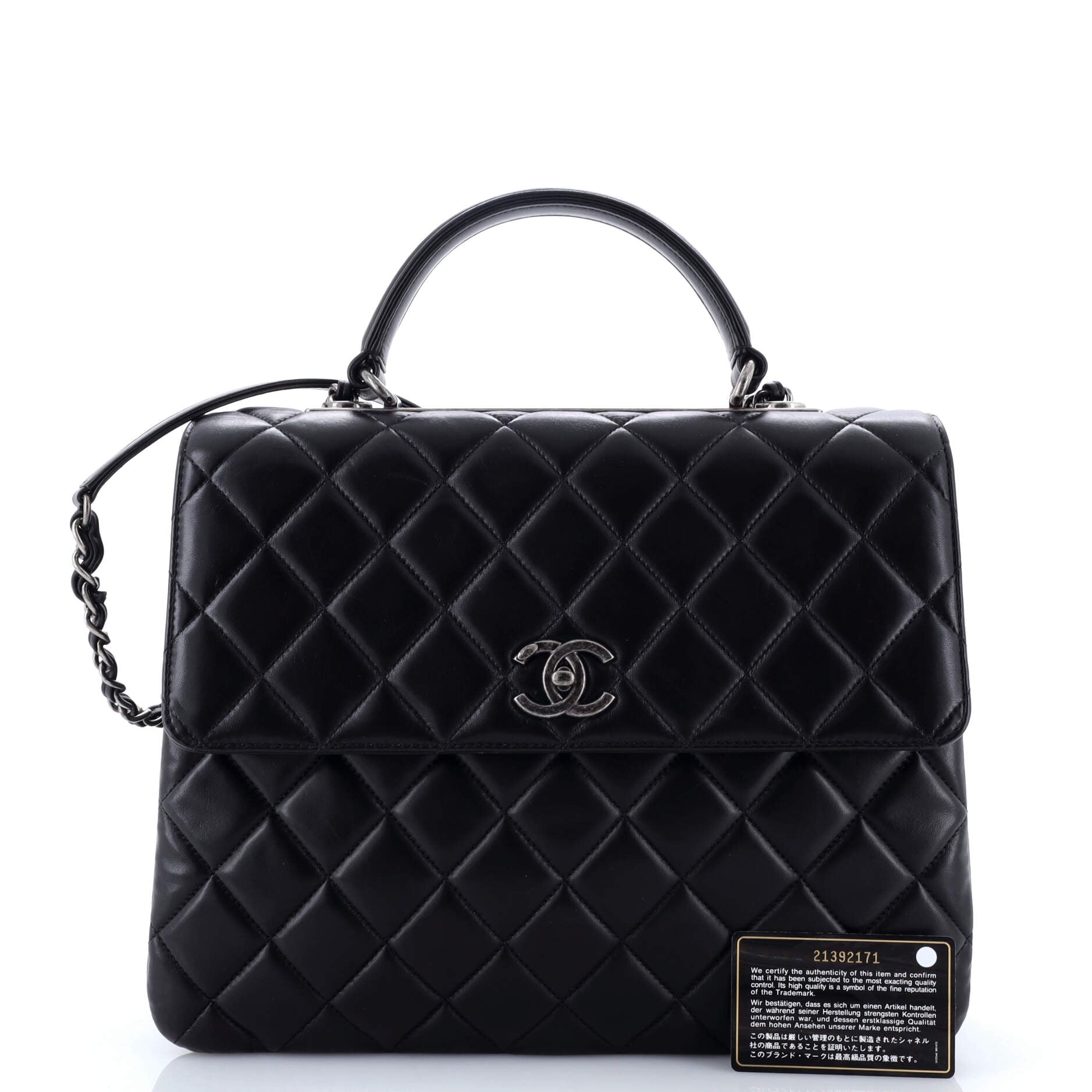 Trendy CC Top Handle Bag Quilted Lambskin Large