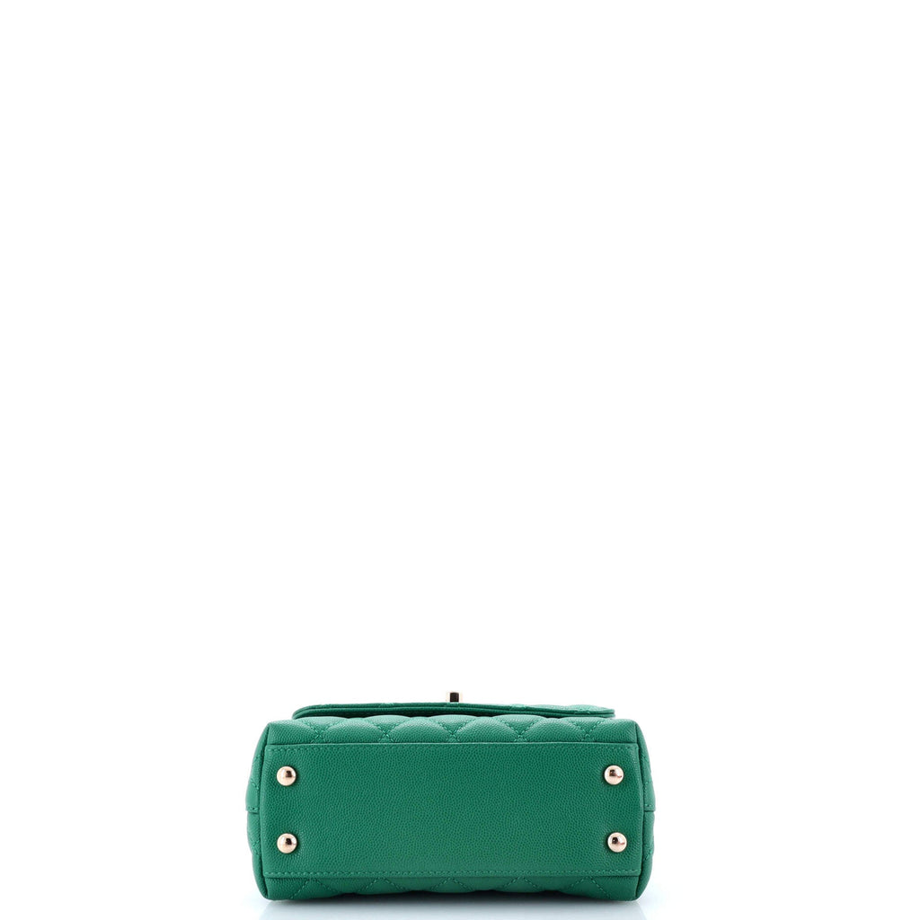 Coco Top Handle Bag Quilted Caviar with Lizard Embossed Handle Extra Mini