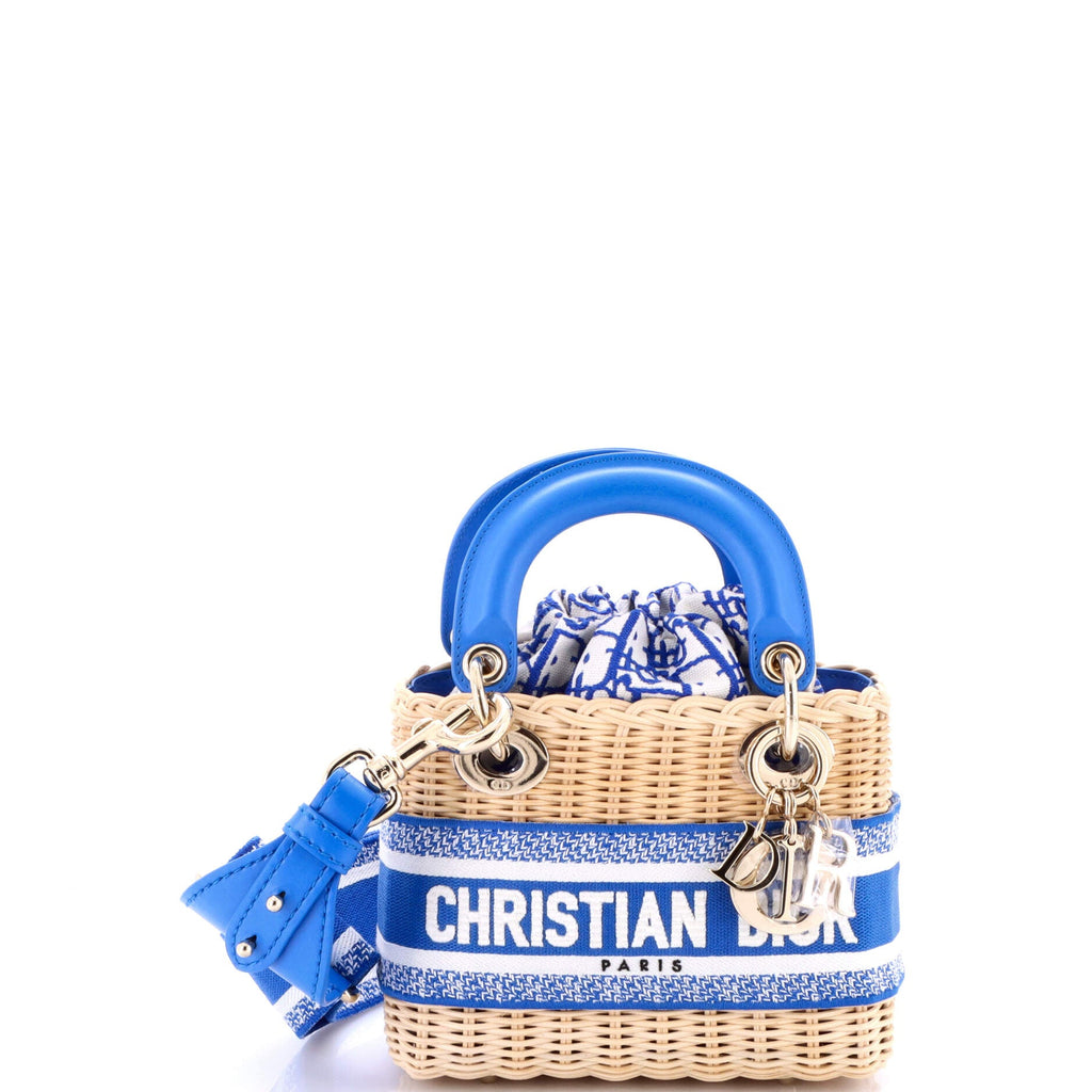 Lady Dior Bag Wicker and Oblique Canvas Mini