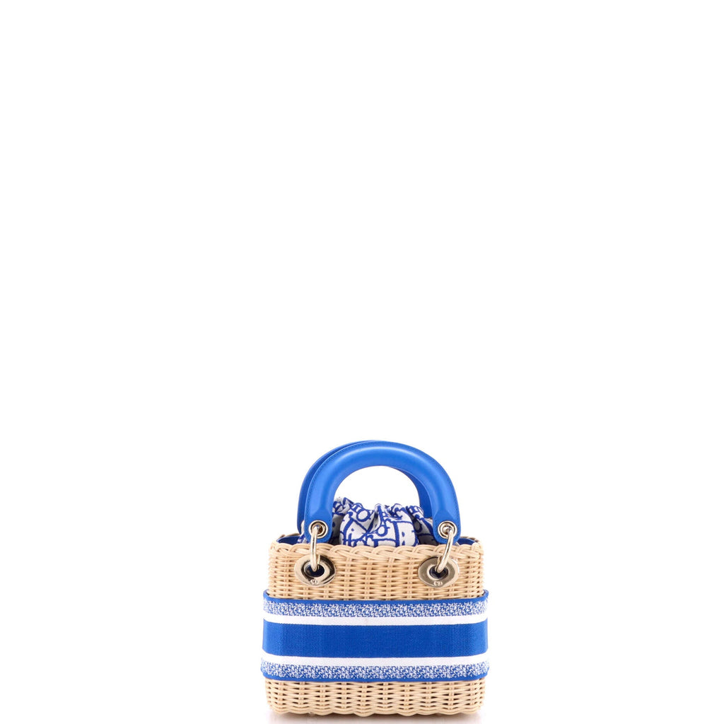 Lady Dior Bag Wicker and Oblique Canvas Mini