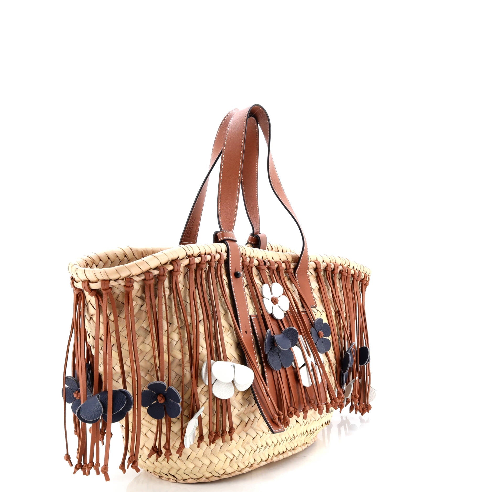 Basket Tote Fringe Raffia Medium