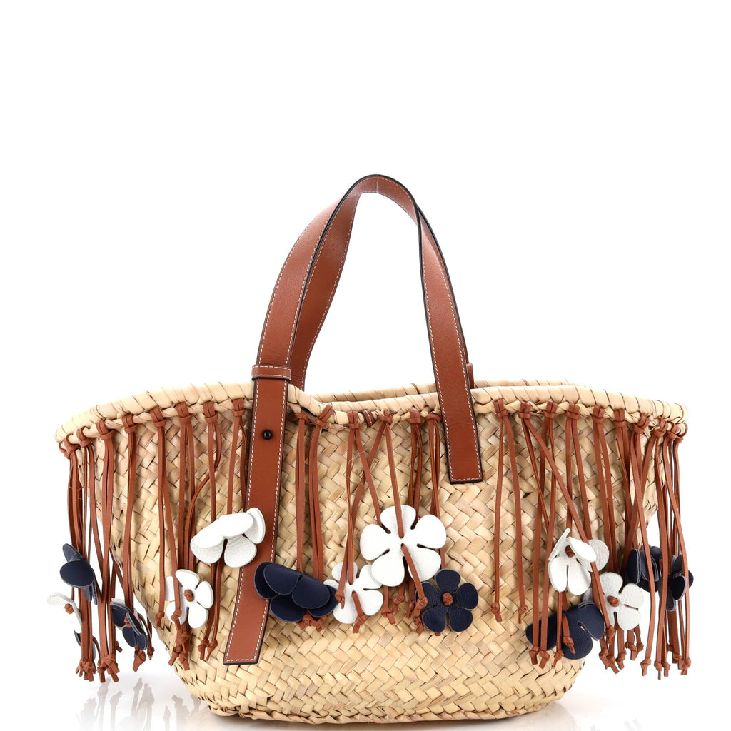 Basket Tote Fringe Raffia Medium