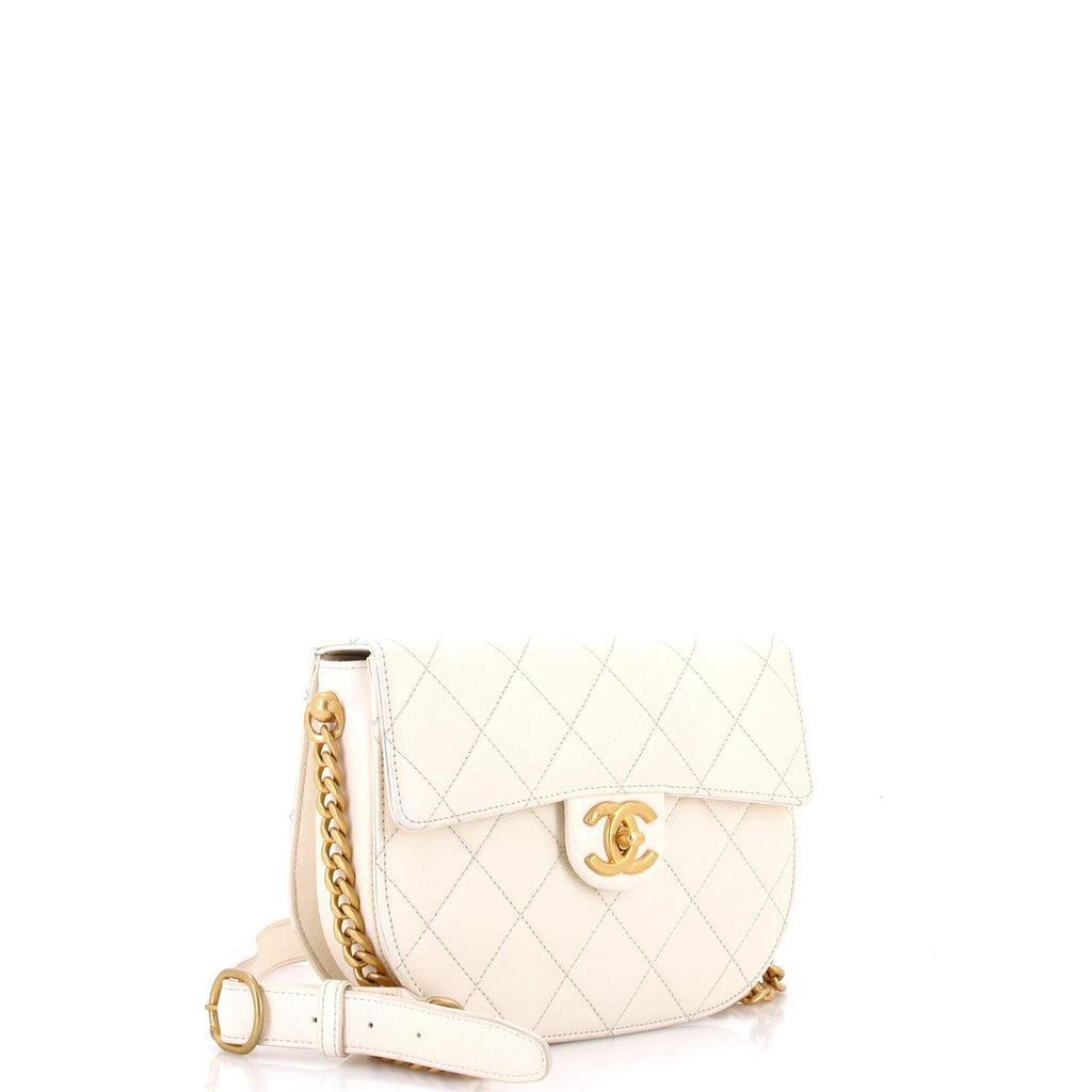 Moon Flap Messenger Bag Quilted Caviar Small