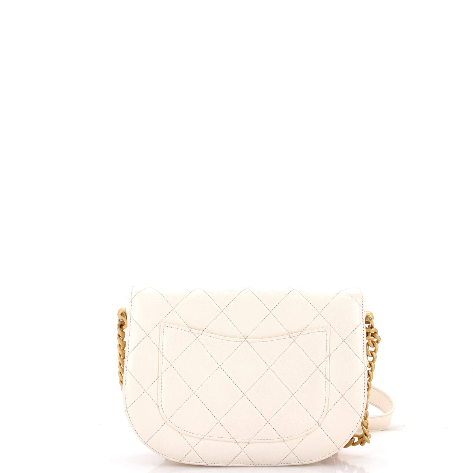 Moon Flap Messenger Bag Quilted Caviar Small