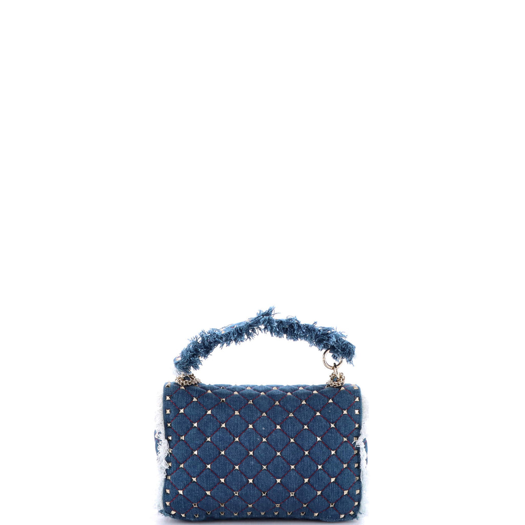 Rockstud Spike Flap Bag Quilted Denim Medium