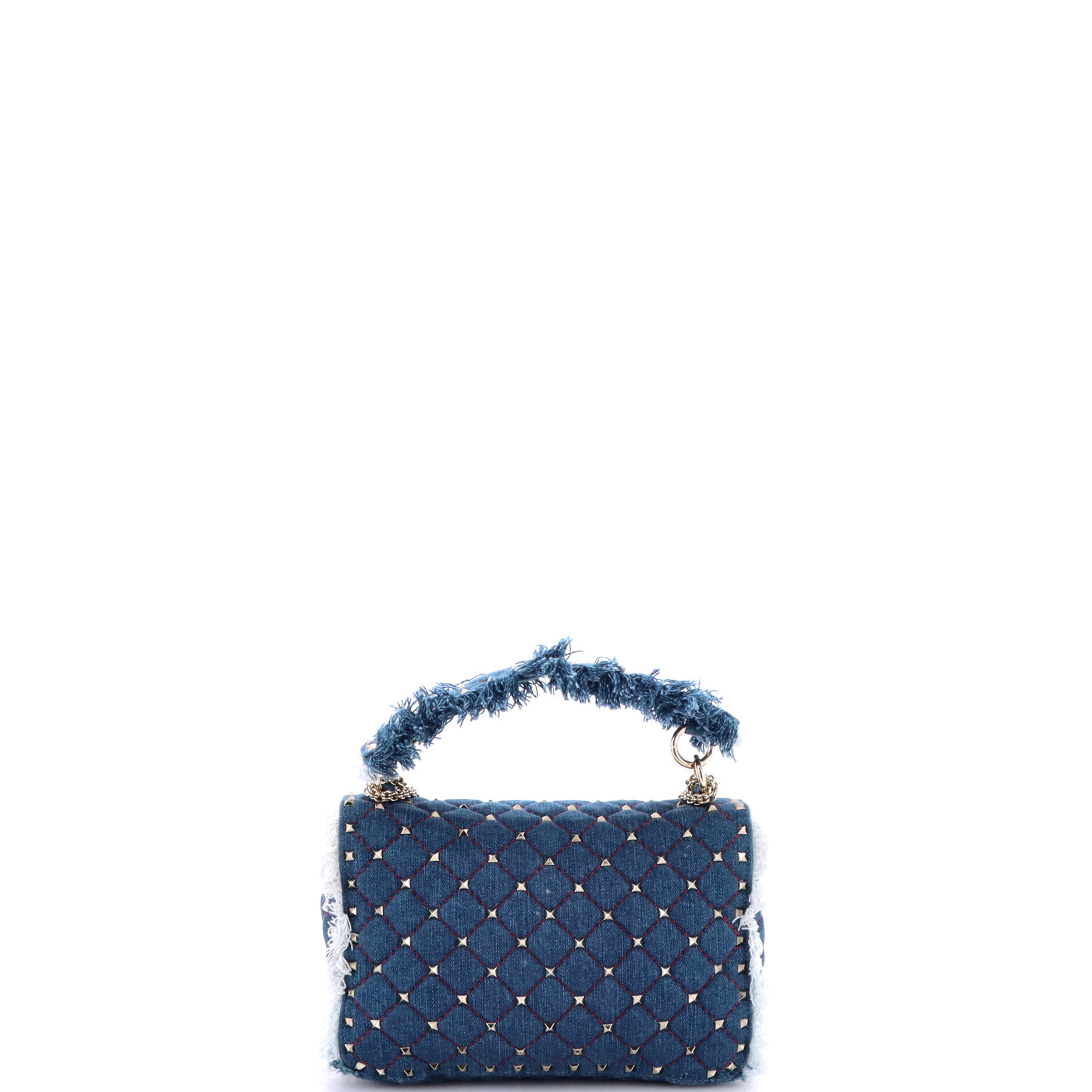 Rockstud Spike Flap Bag Quilted Denim Medium