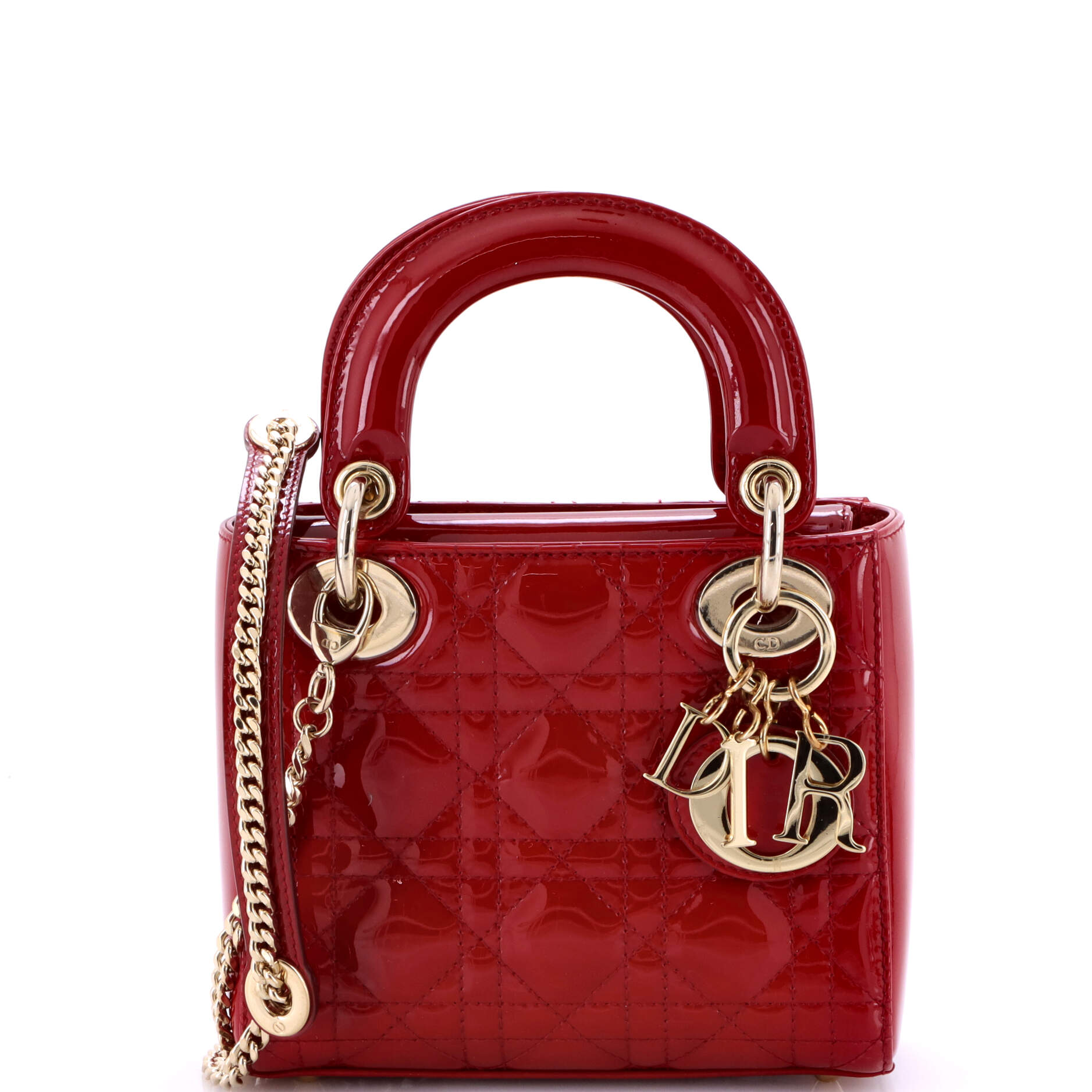 Lady Dior Chain Bag Cannage Quilt Patent Mini