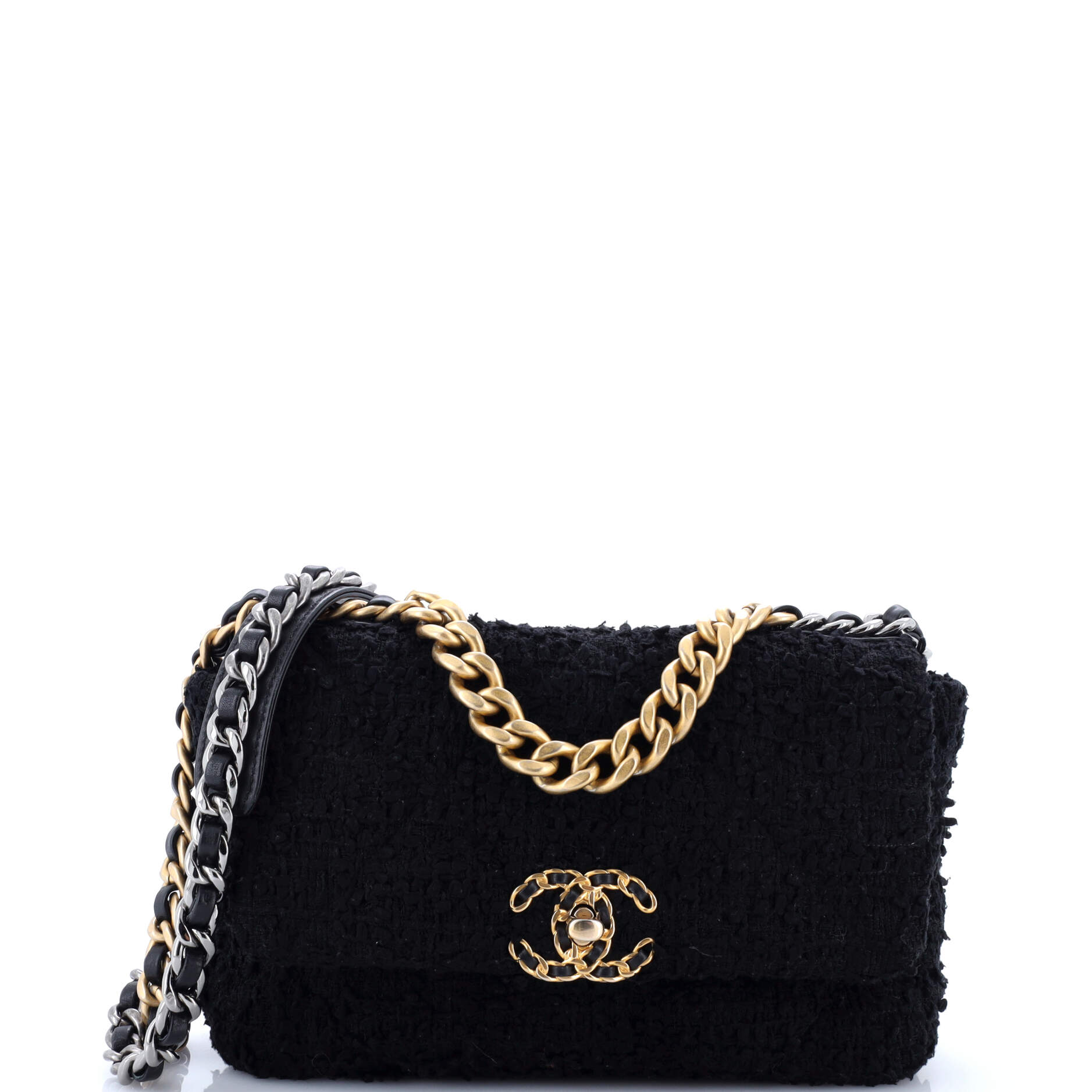 19 Flap Bag Quilted Tweed Medium