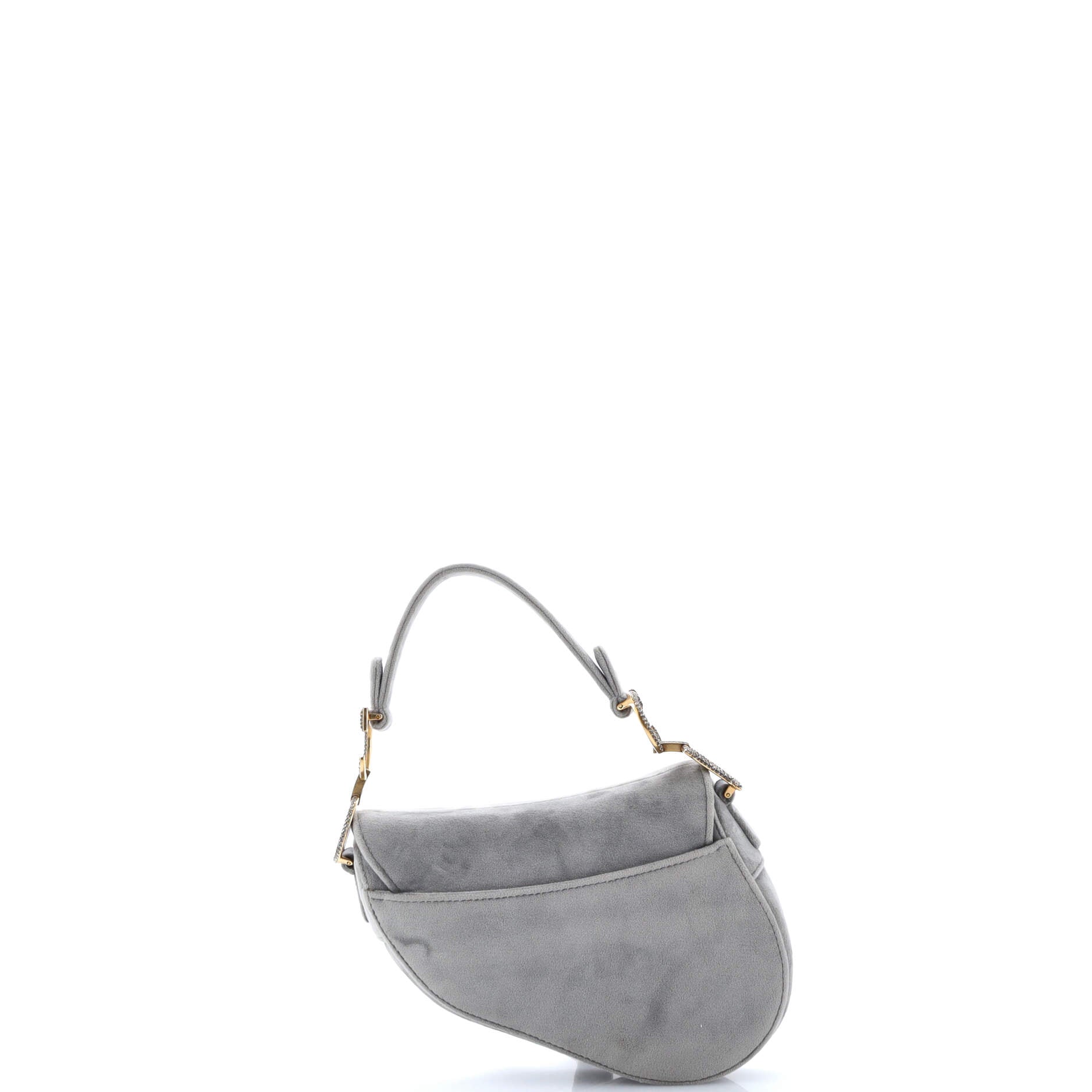 Saddle Handbag Velvet with Crystals Mini
