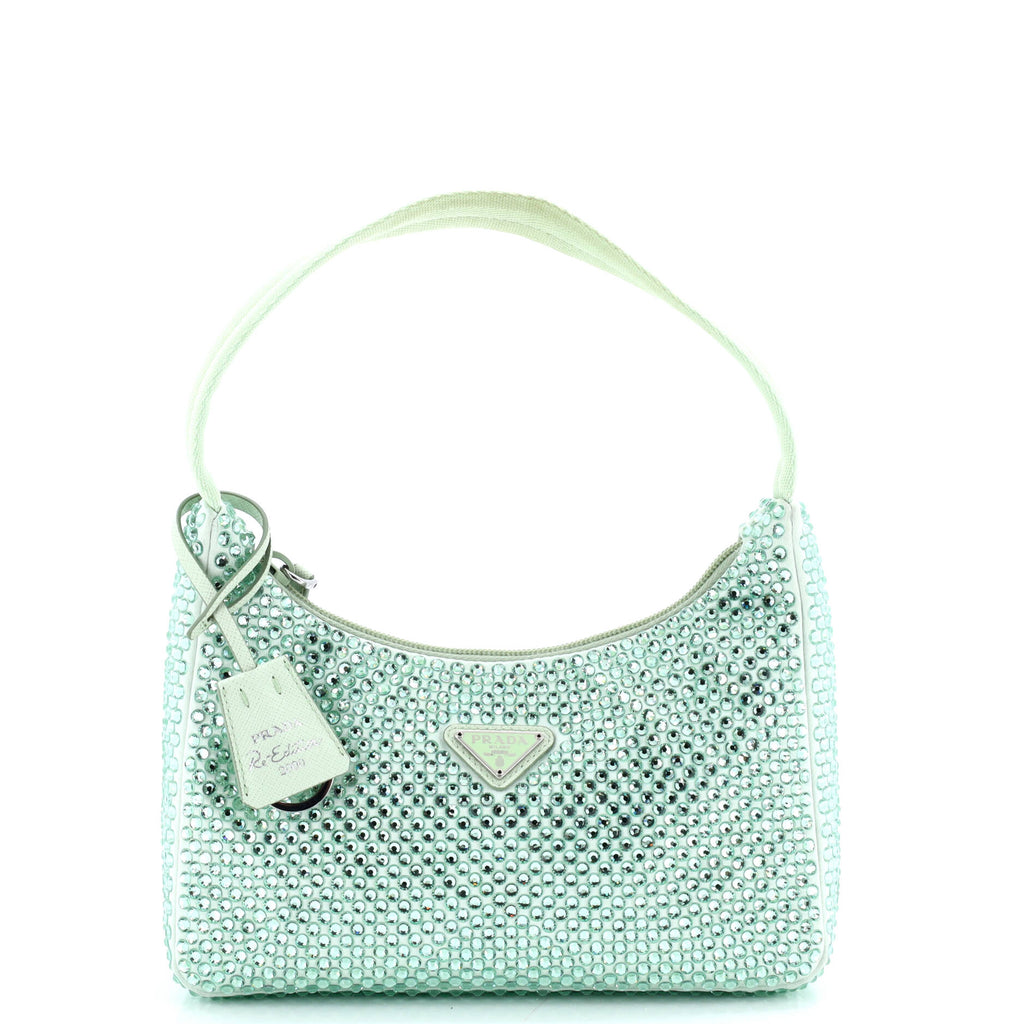 Re-Edition 2000 Hobo Crystal Embellished Satin Mini