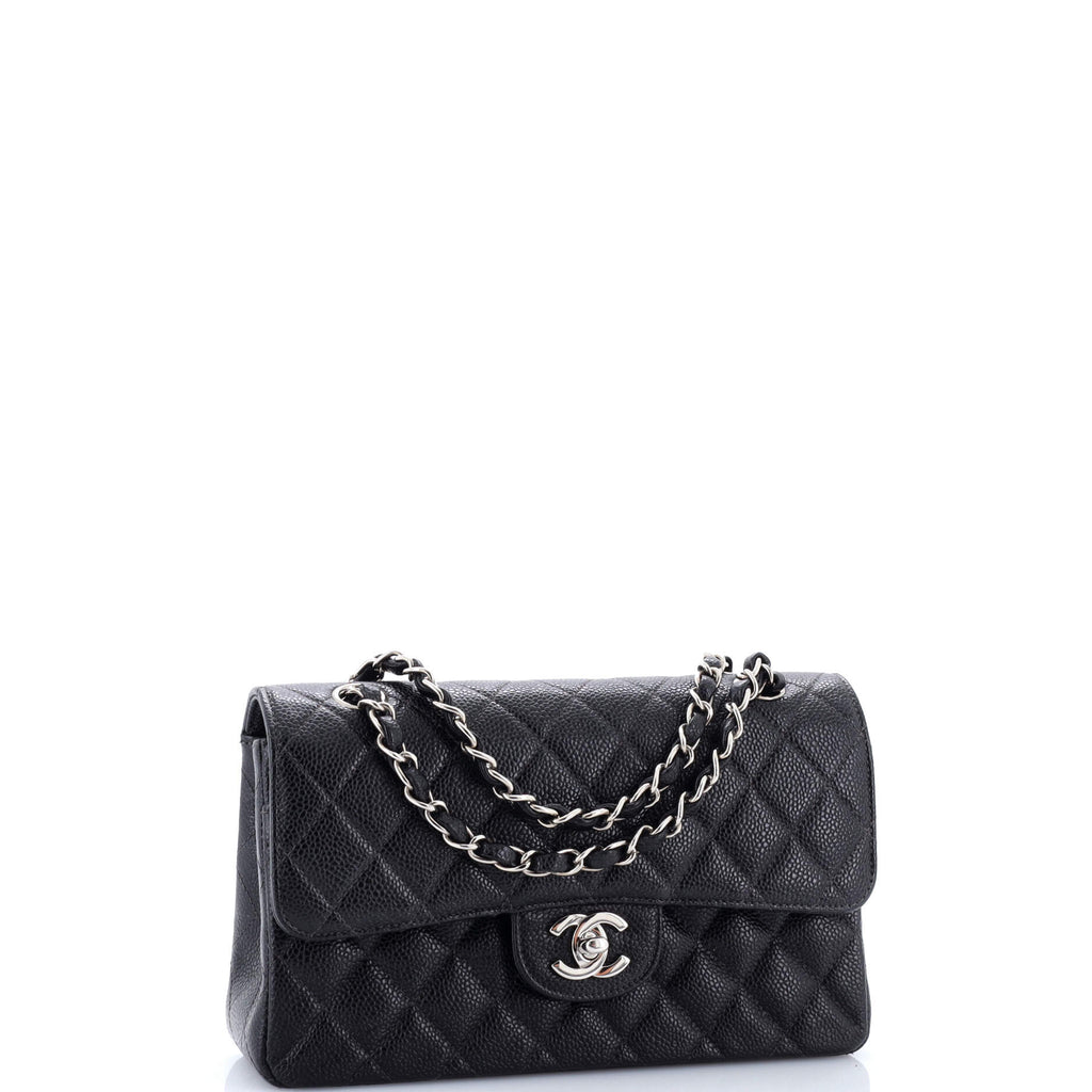 Vintage Classic Double Flap Bag Quilted Caviar Small