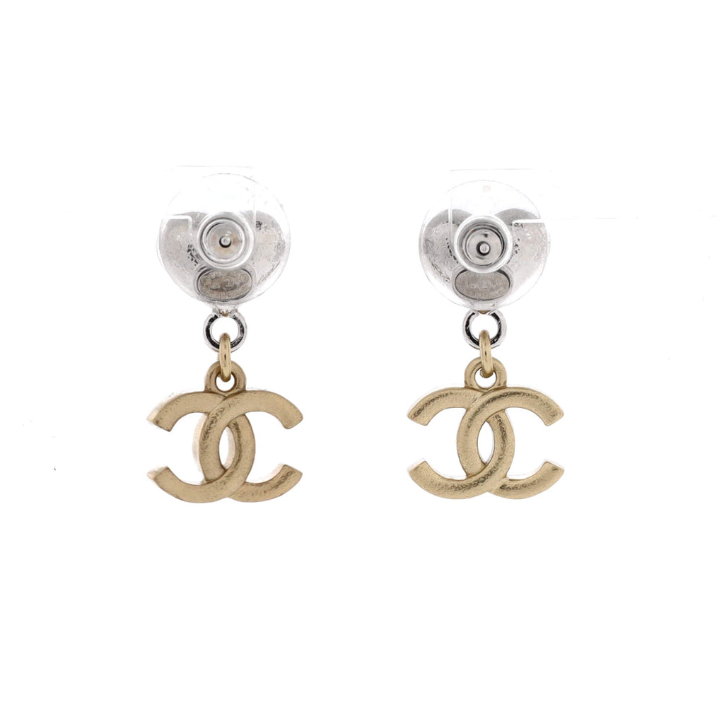 CC Drop Heart Earrings Metal with Crystal