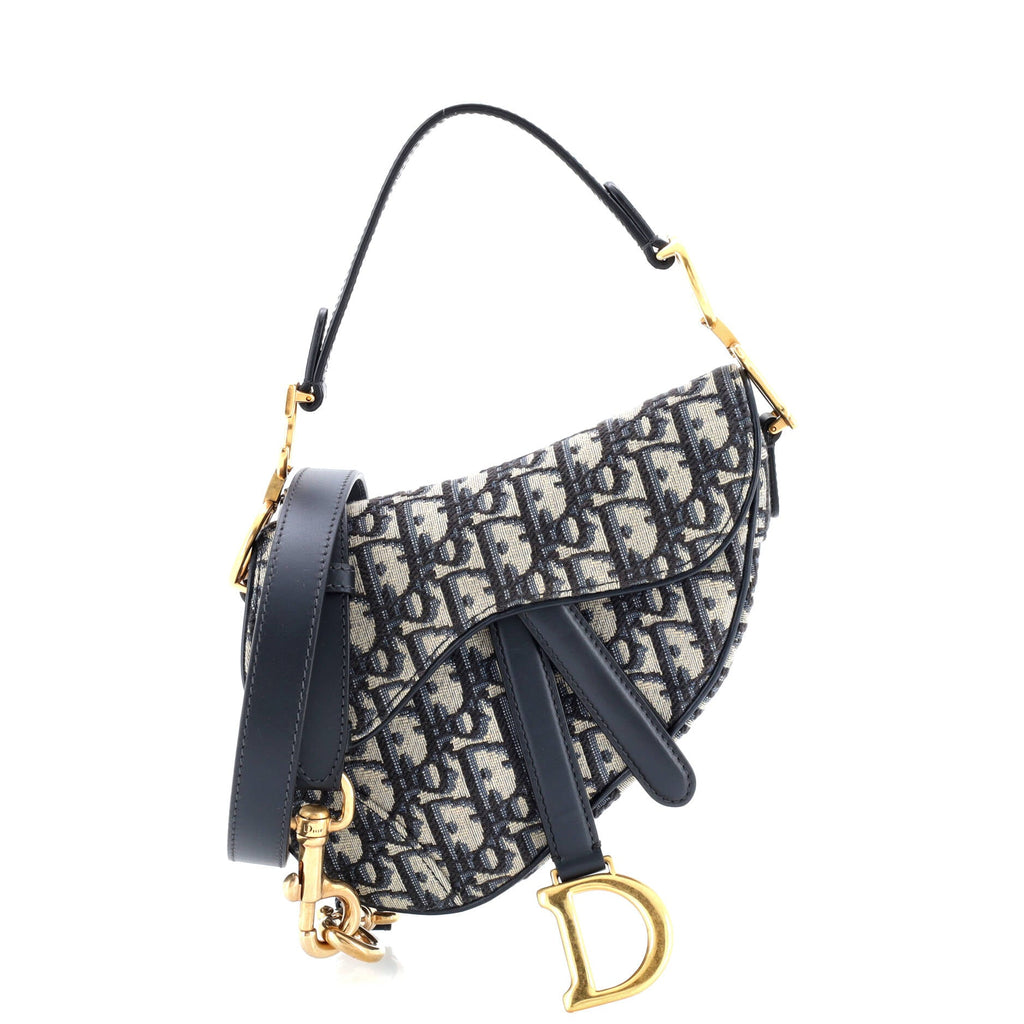 Saddle Handbag with Strap Oblique Canvas Mini