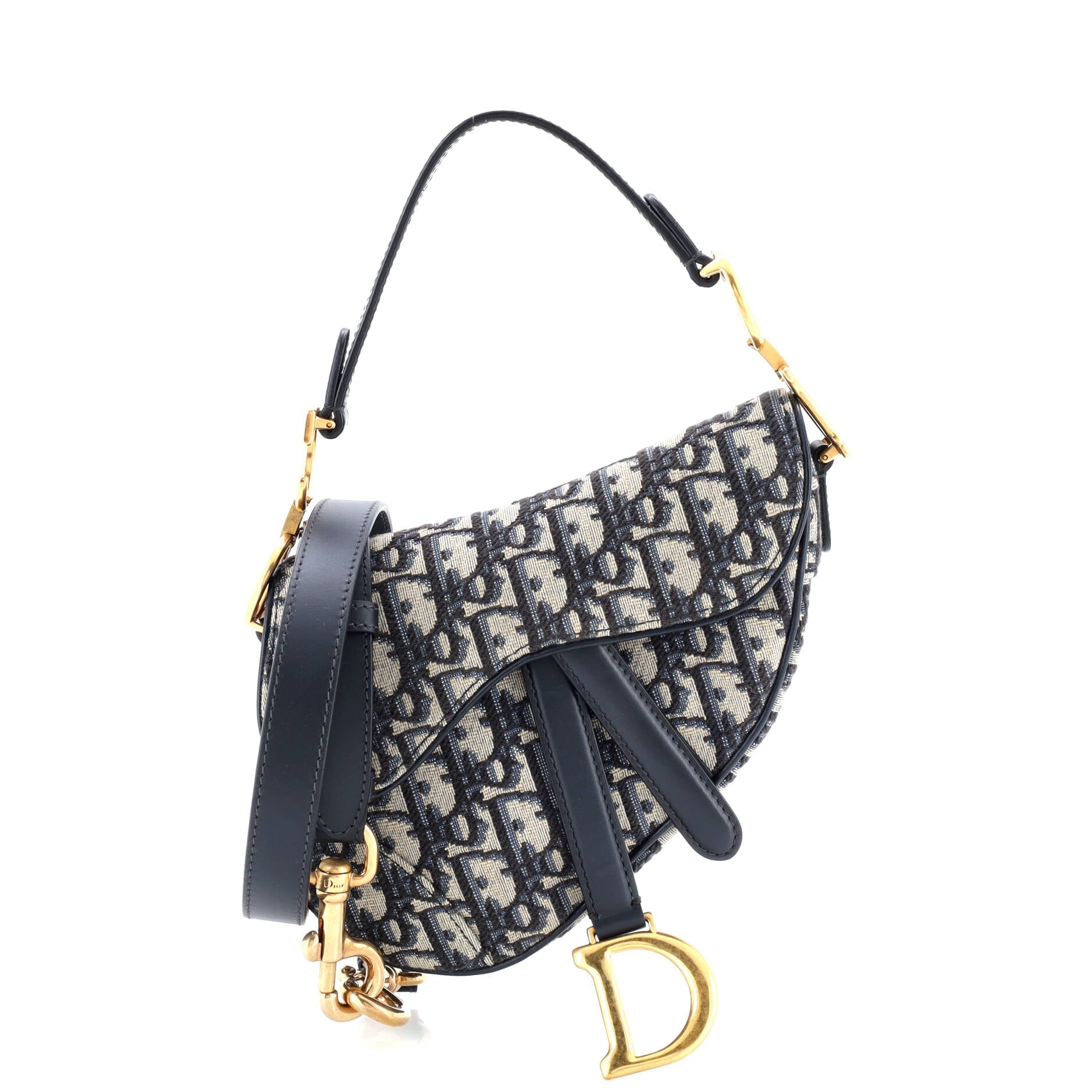 Saddle Handbag with Strap Oblique Canvas Mini