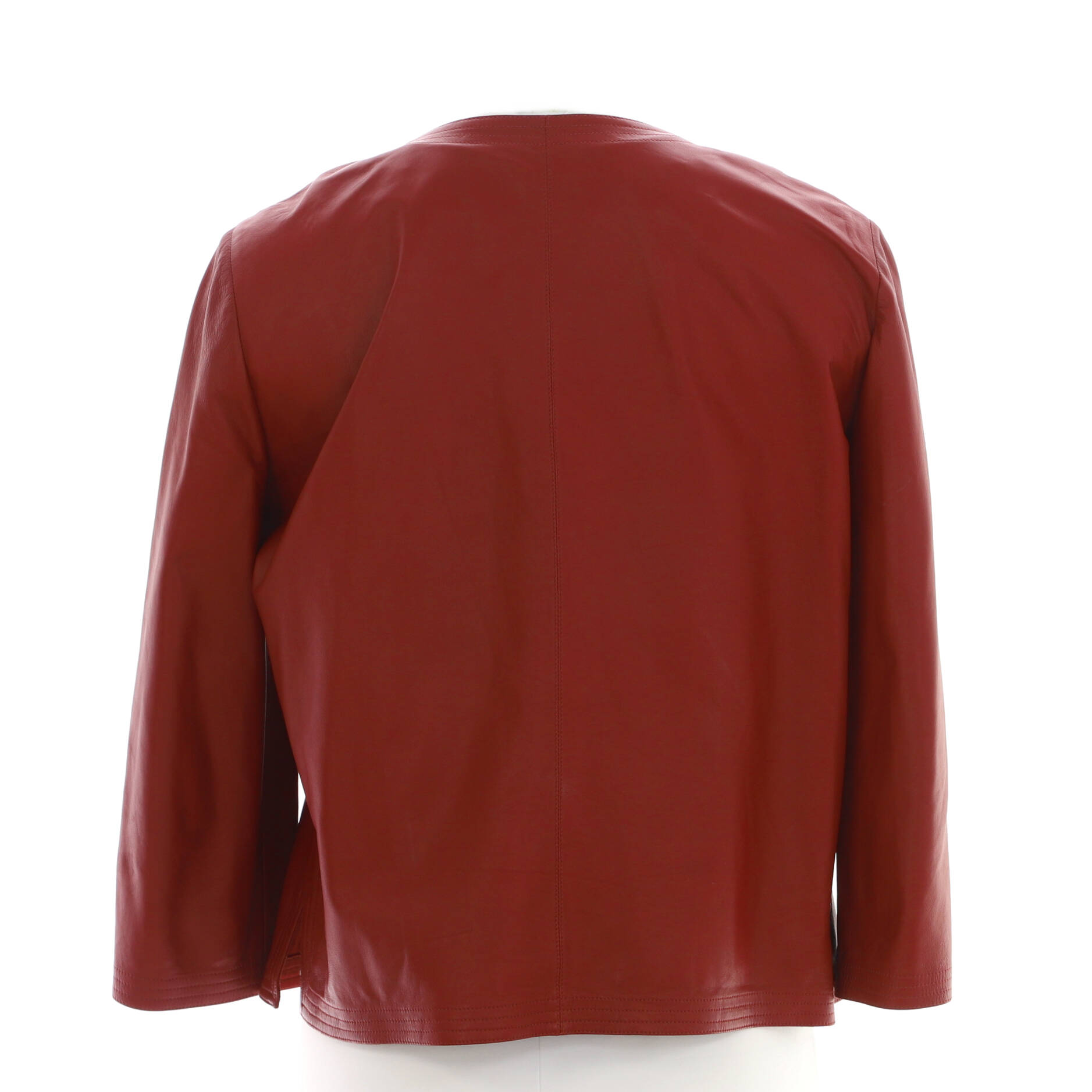 Women's Cropped Sleeve Button Up Jacket Leather