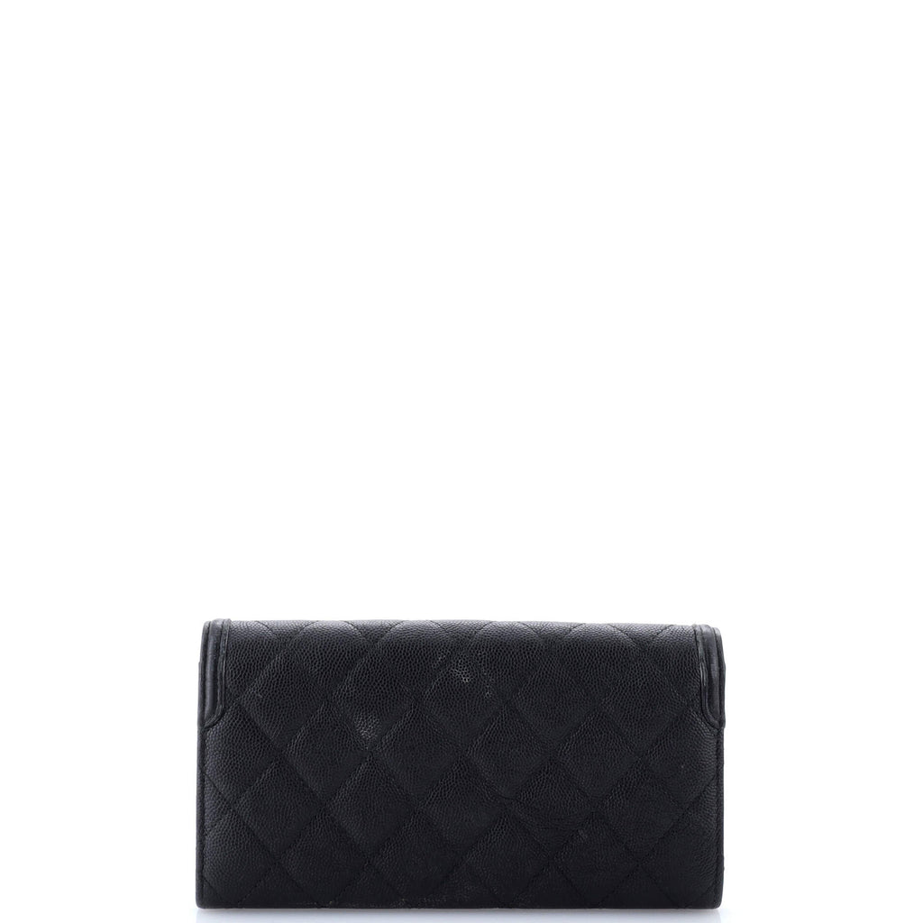 Filigree Flap Wallet Quilted Caviar Long
