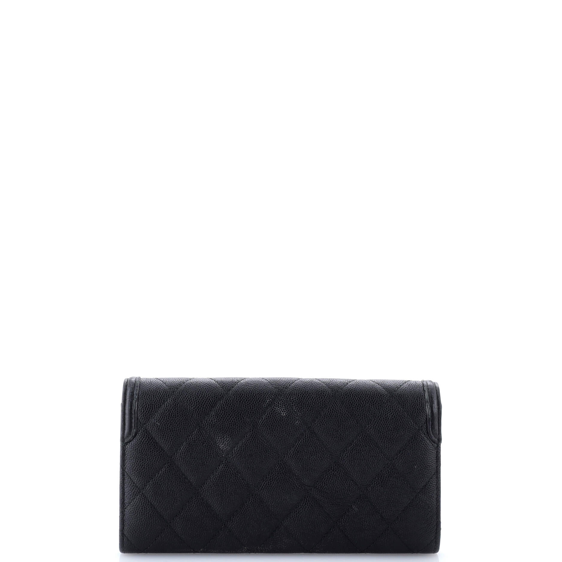 Filigree Flap Wallet Quilted Caviar Long