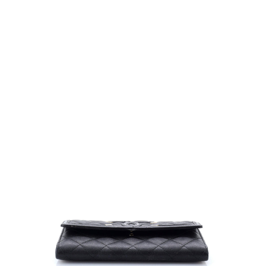 Filigree Flap Wallet Quilted Caviar Long