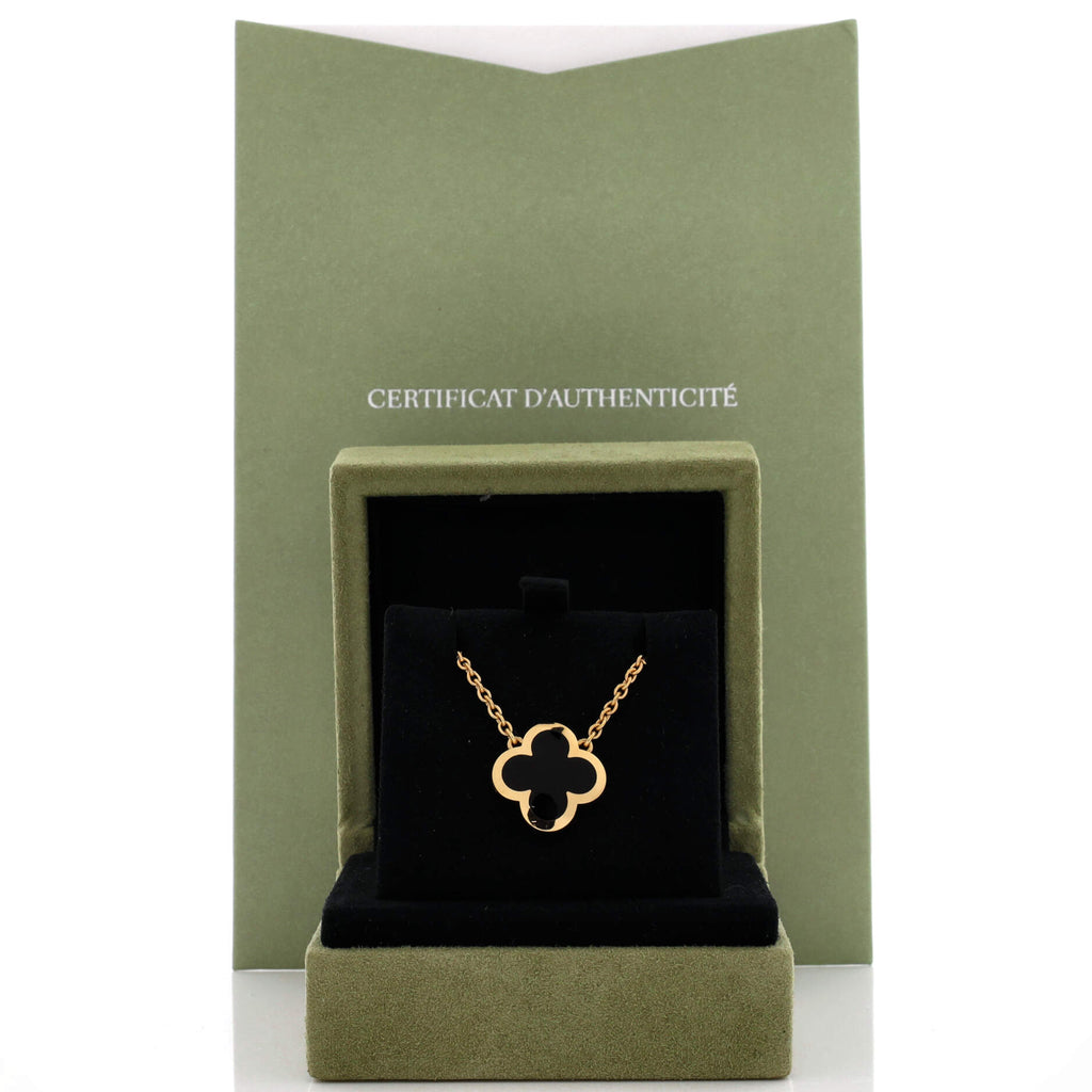 Pure Alhambra Pendant Necklace 18K Yellow Gold and Onyx