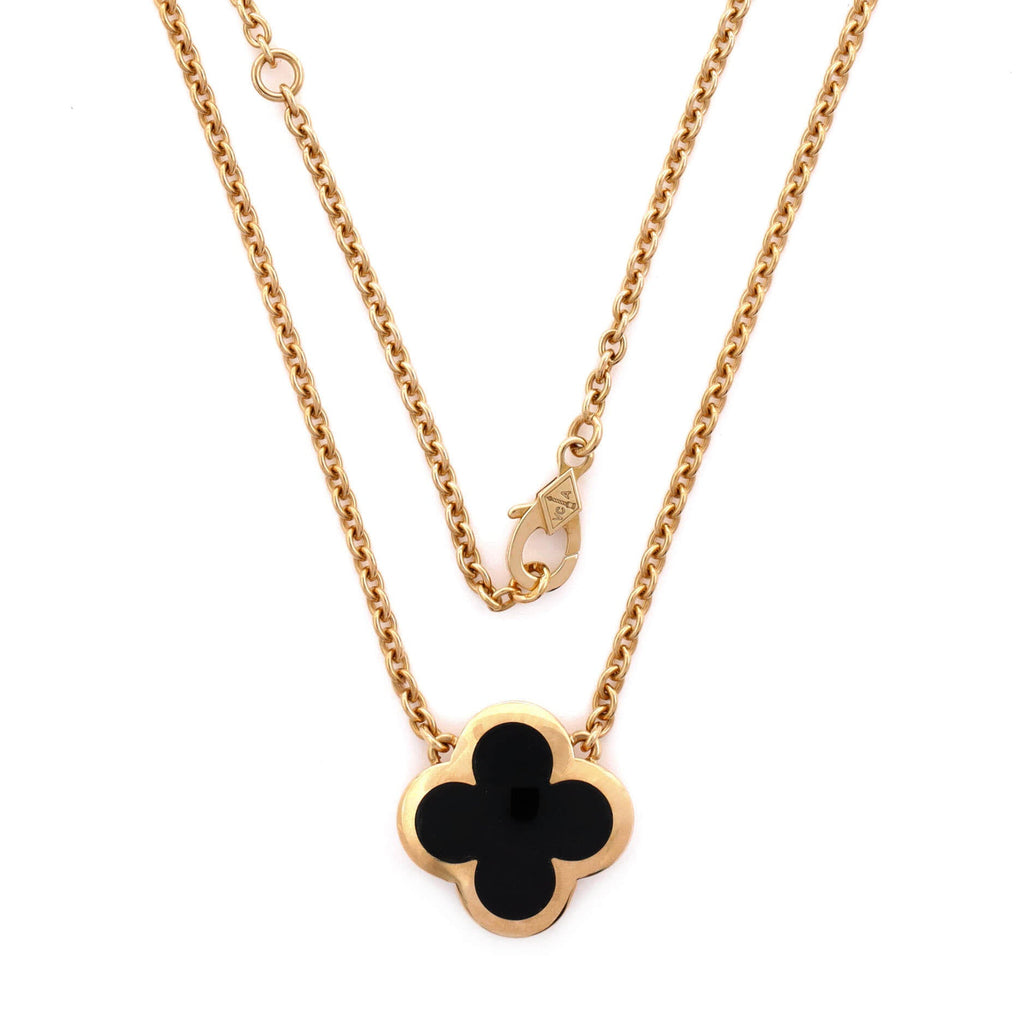 Pure Alhambra Pendant Necklace 18K Yellow Gold and Onyx
