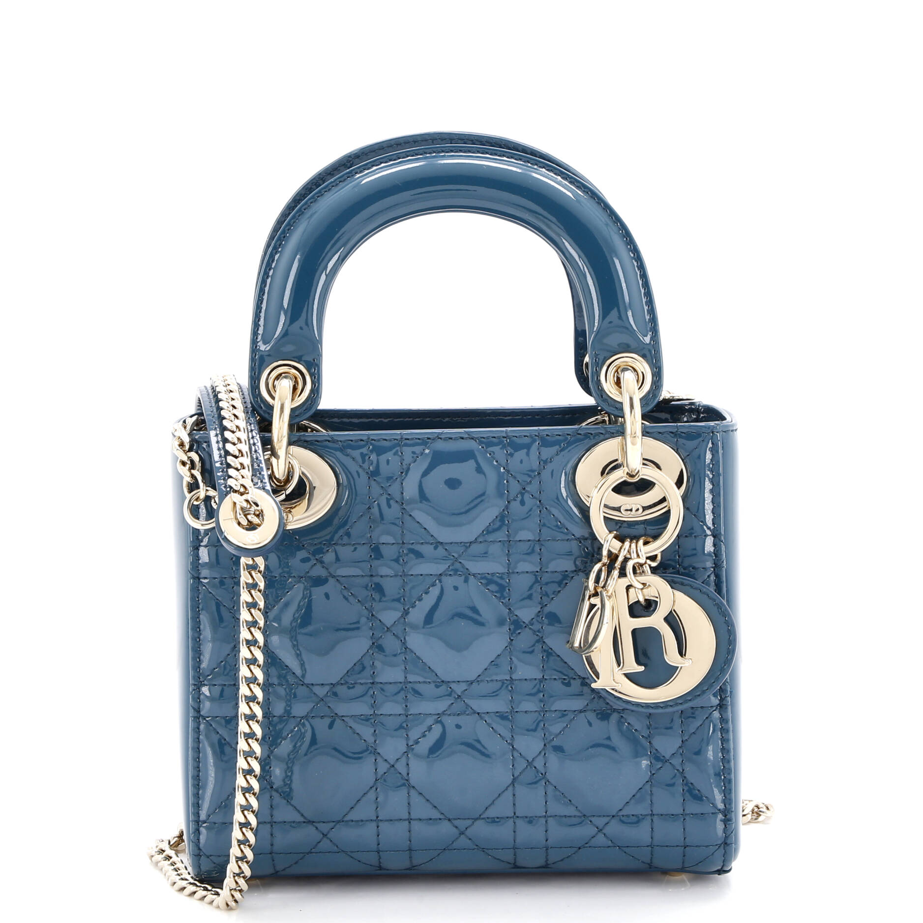 Lady Dior Chain Bag Cannage Quilt Patent Mini