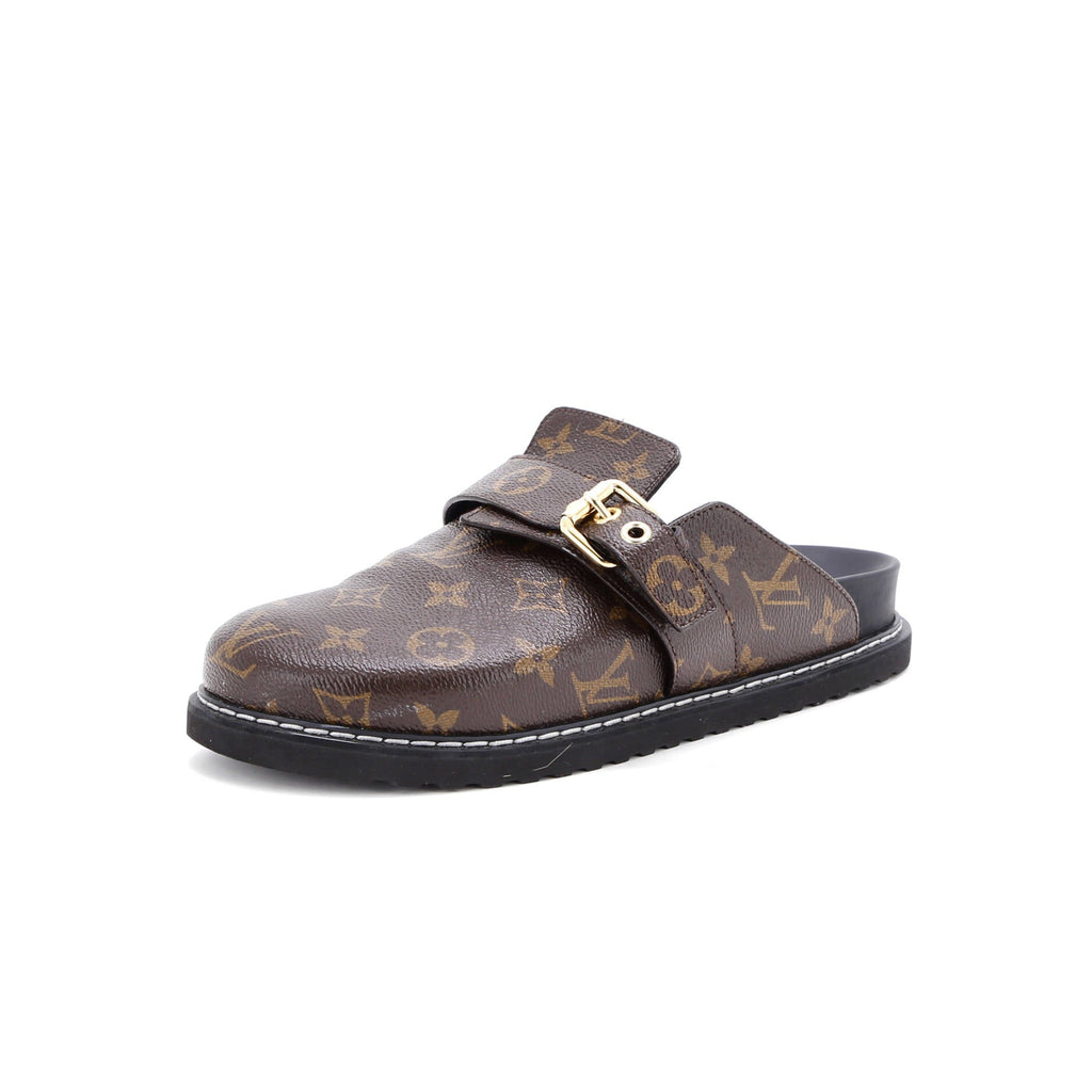 Cosy Flat Clog Mules Monogram Canvas and Leather