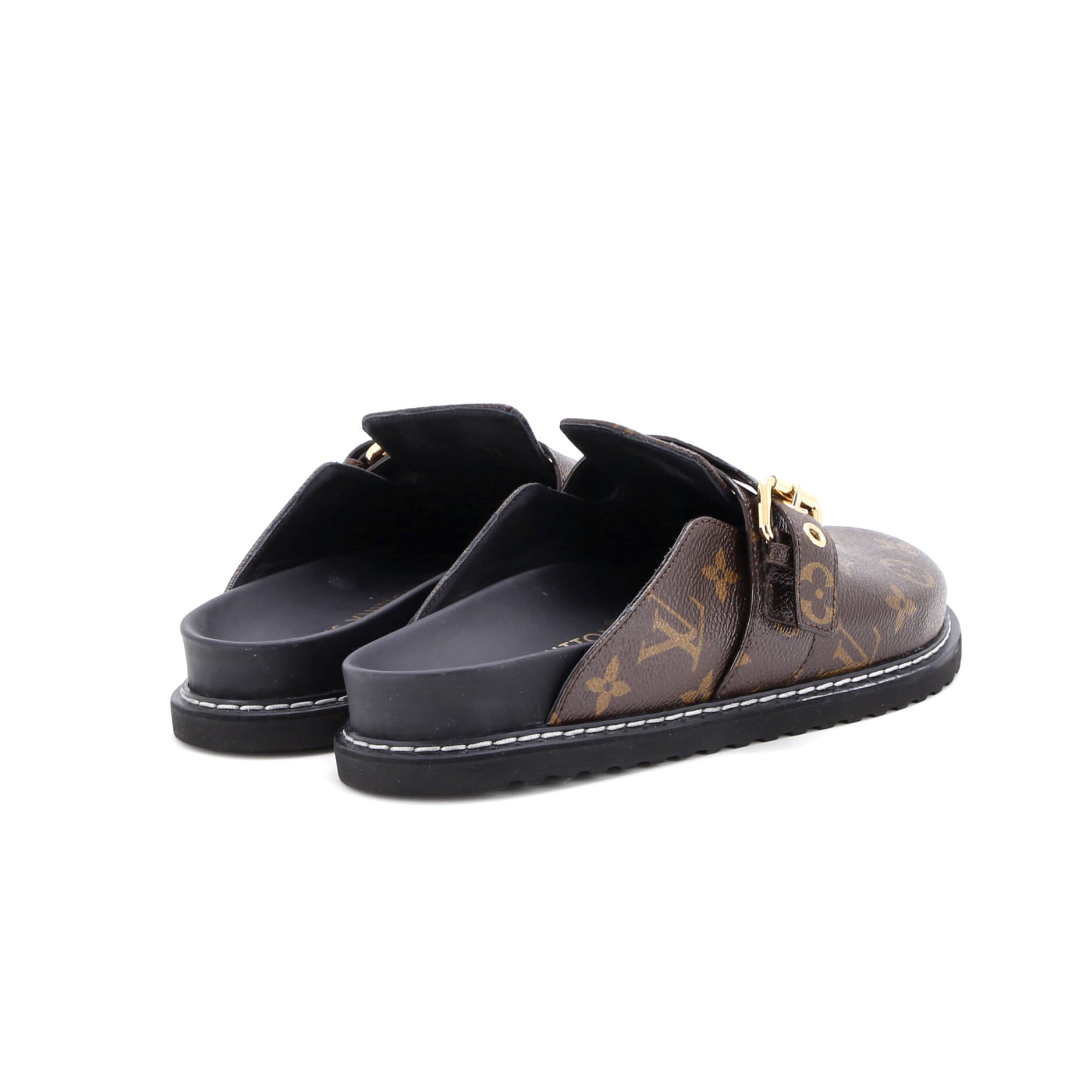 Cosy Flat Clog Mules Monogram Canvas and Leather