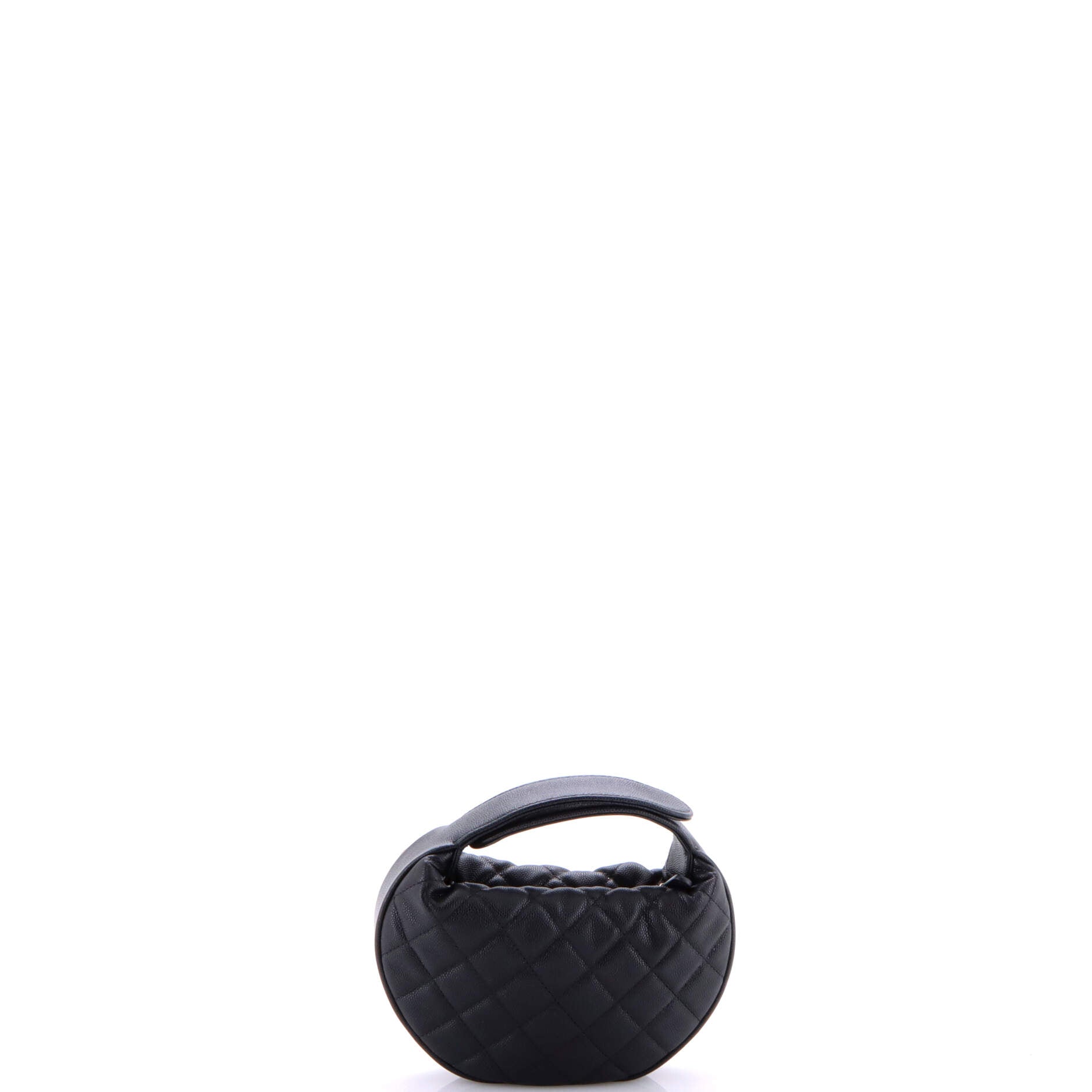 Double Chain Bow Hobo Pouch Quilted Caviar Mini