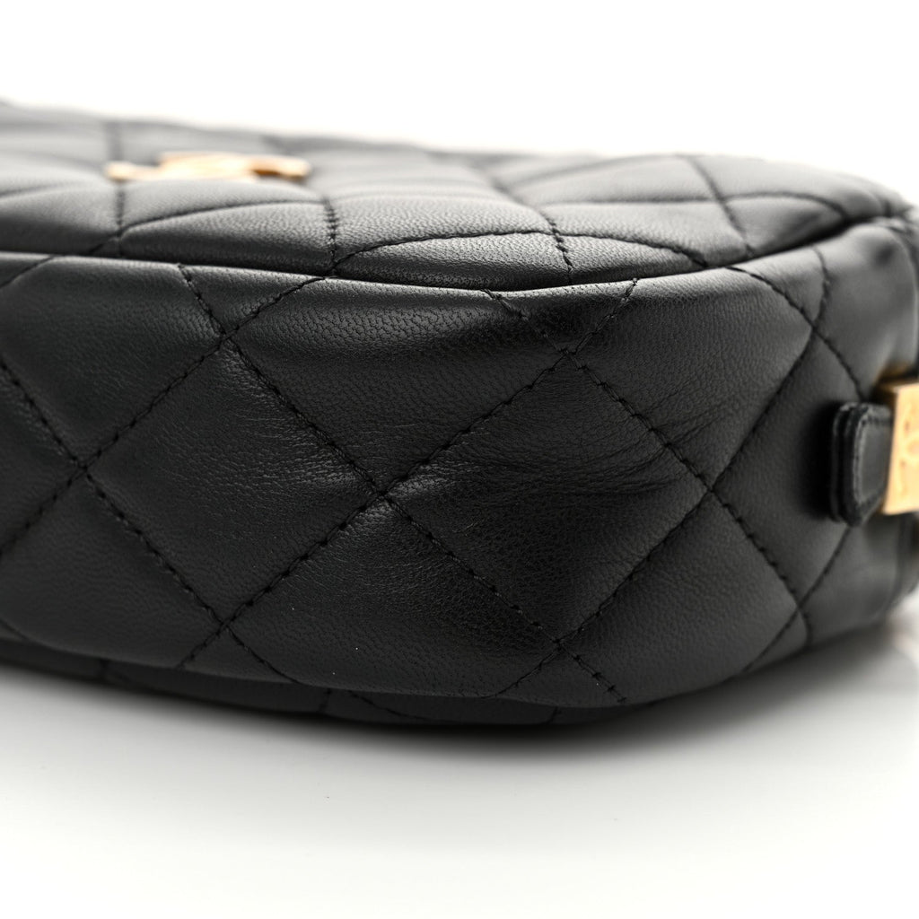 Lambskin Quilted Camera Bag Black