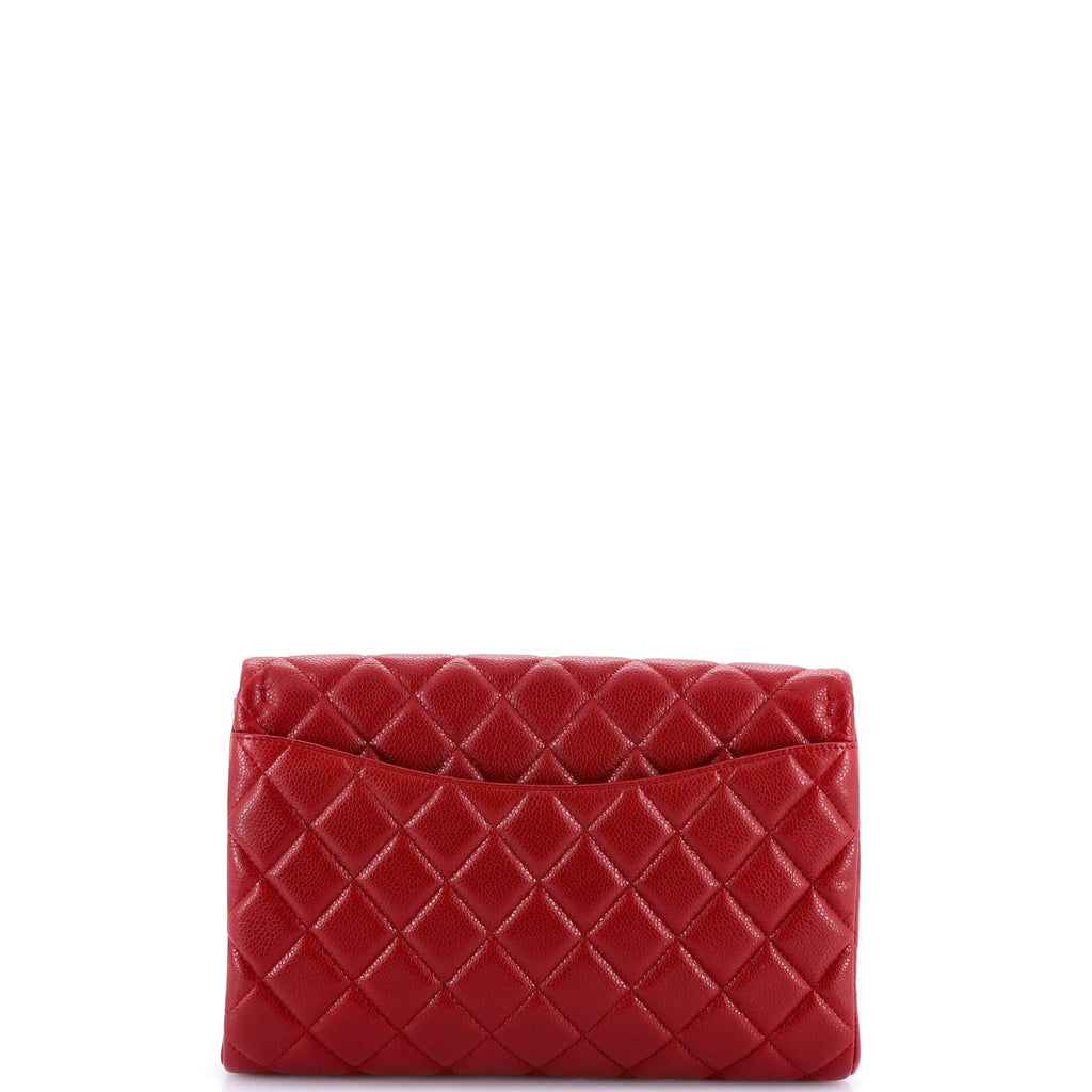 Clutch with Chain Quilted Caviar