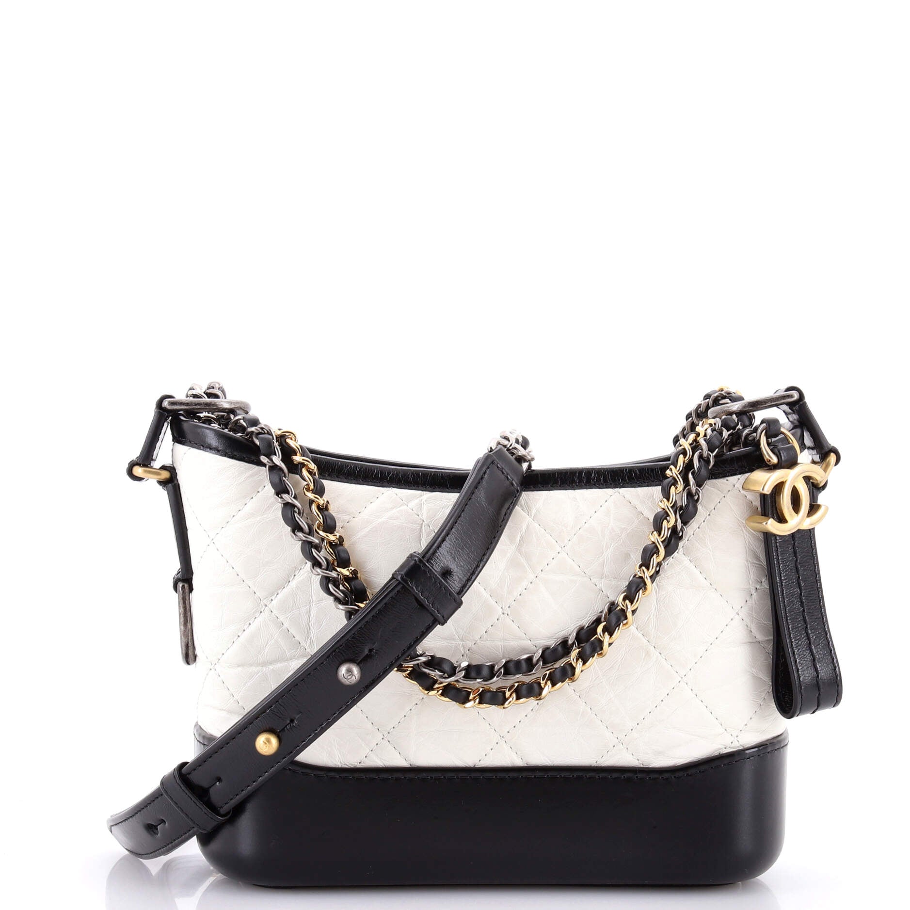 Bicolor Gabrielle Hobo Quilted Aged Calfskin Small