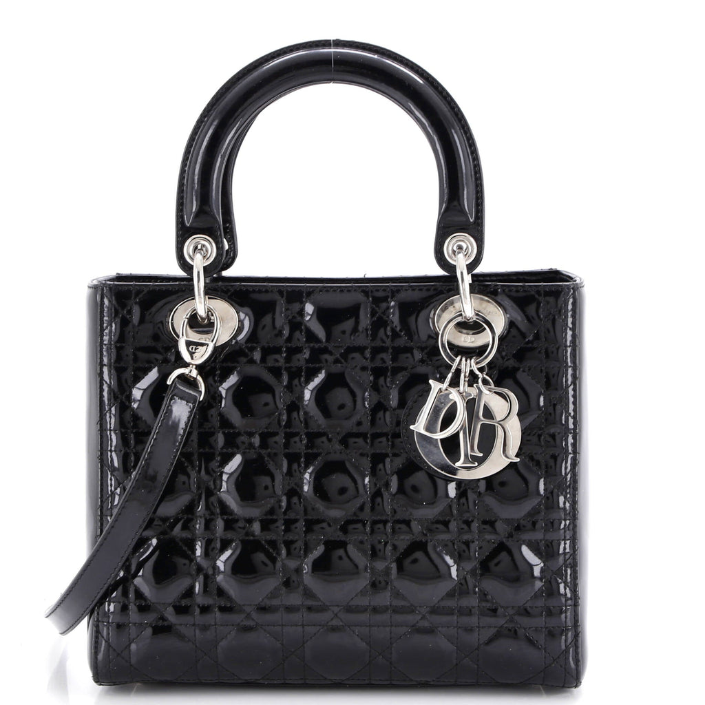 Lady Dior Bag Cannage Quilt Patent Medium