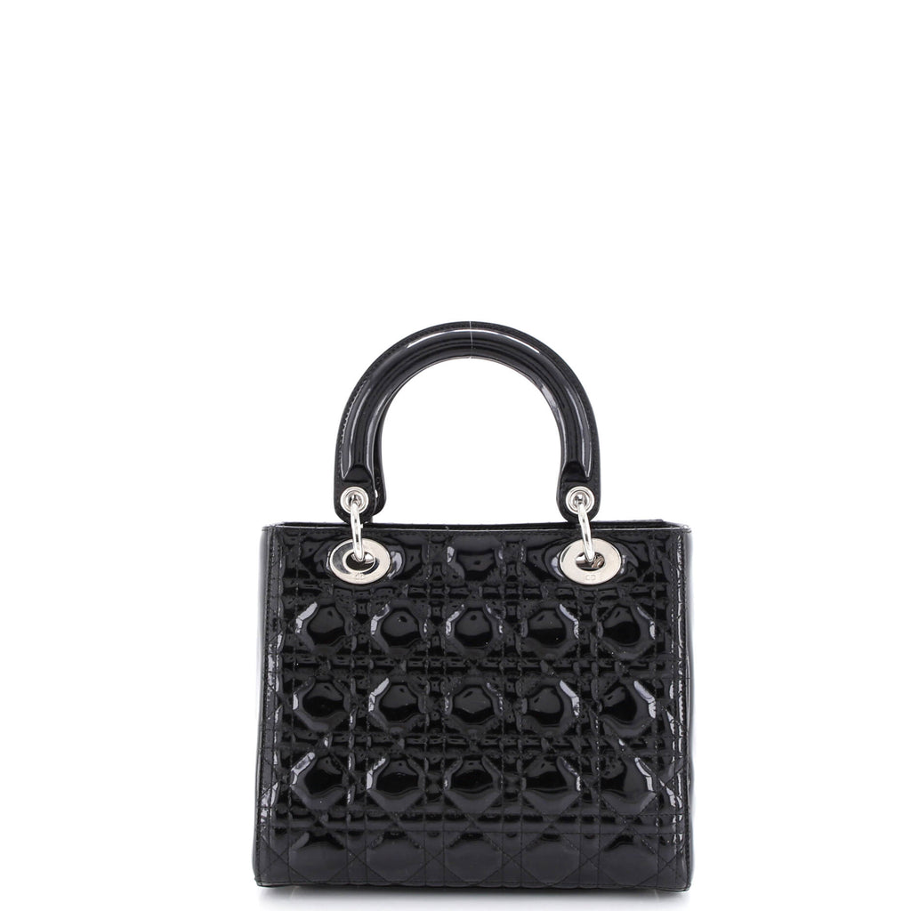 Lady Dior Bag Cannage Quilt Patent Medium