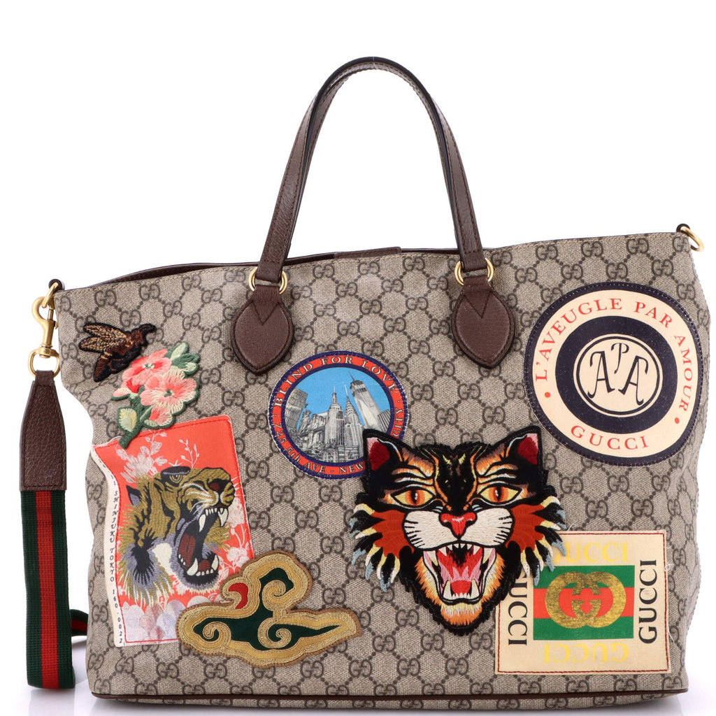 Courrier Convertible Soft Open Tote GG Coated Canvas with Applique Large