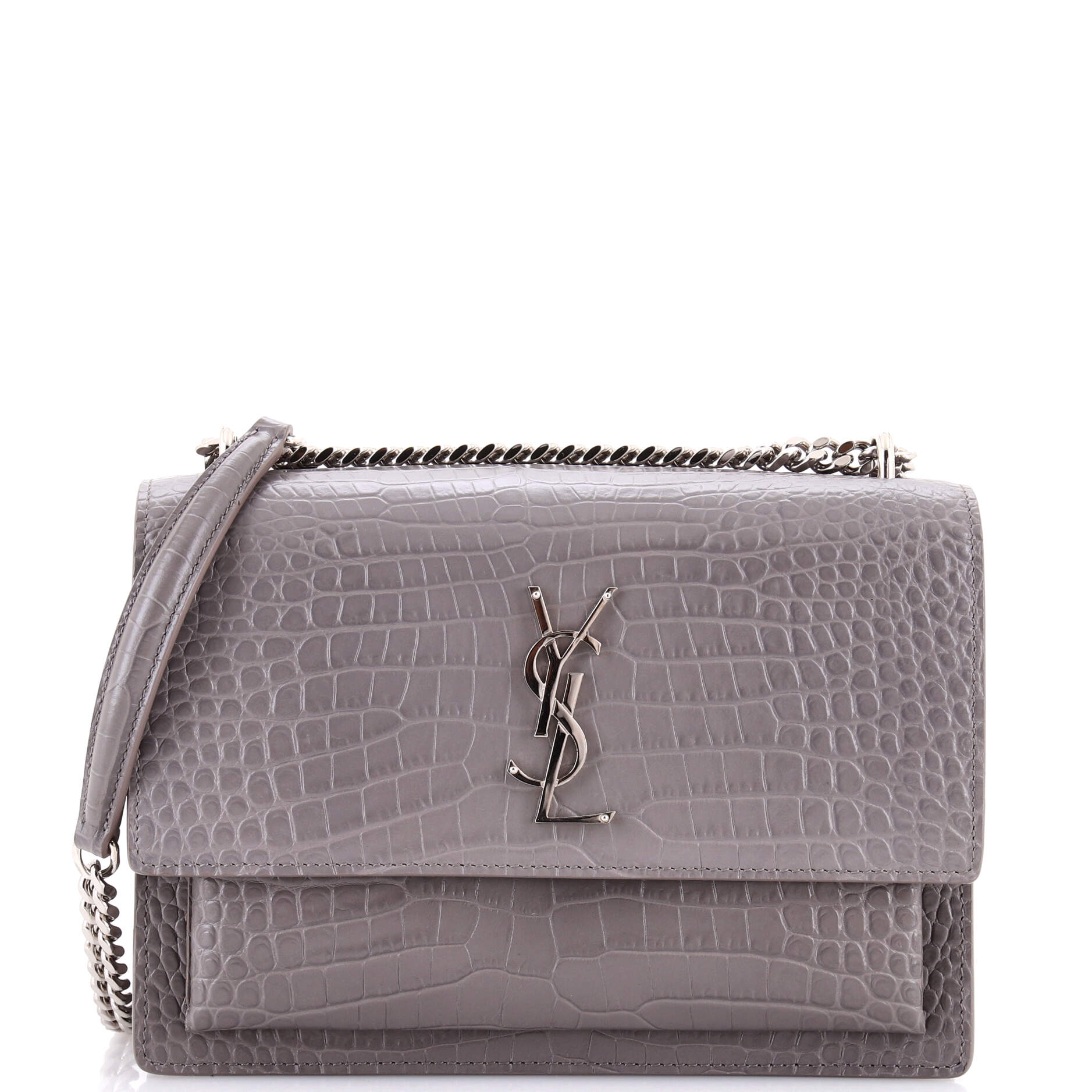 Sunset Crossbody Bag Crocodile Embossed Leather Medium